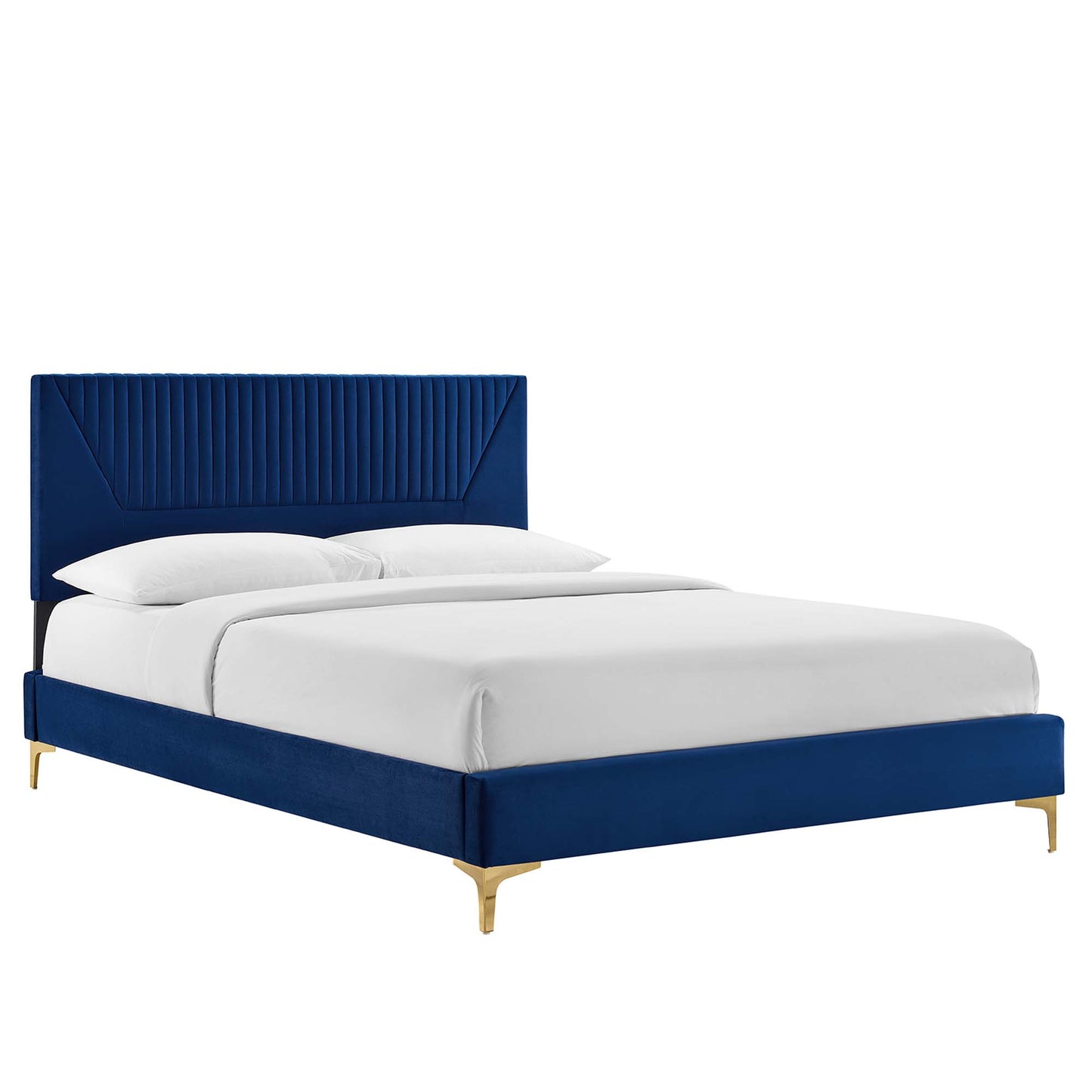 Yasmine Channel Tufted Performance Velvet Queen Platform Bed