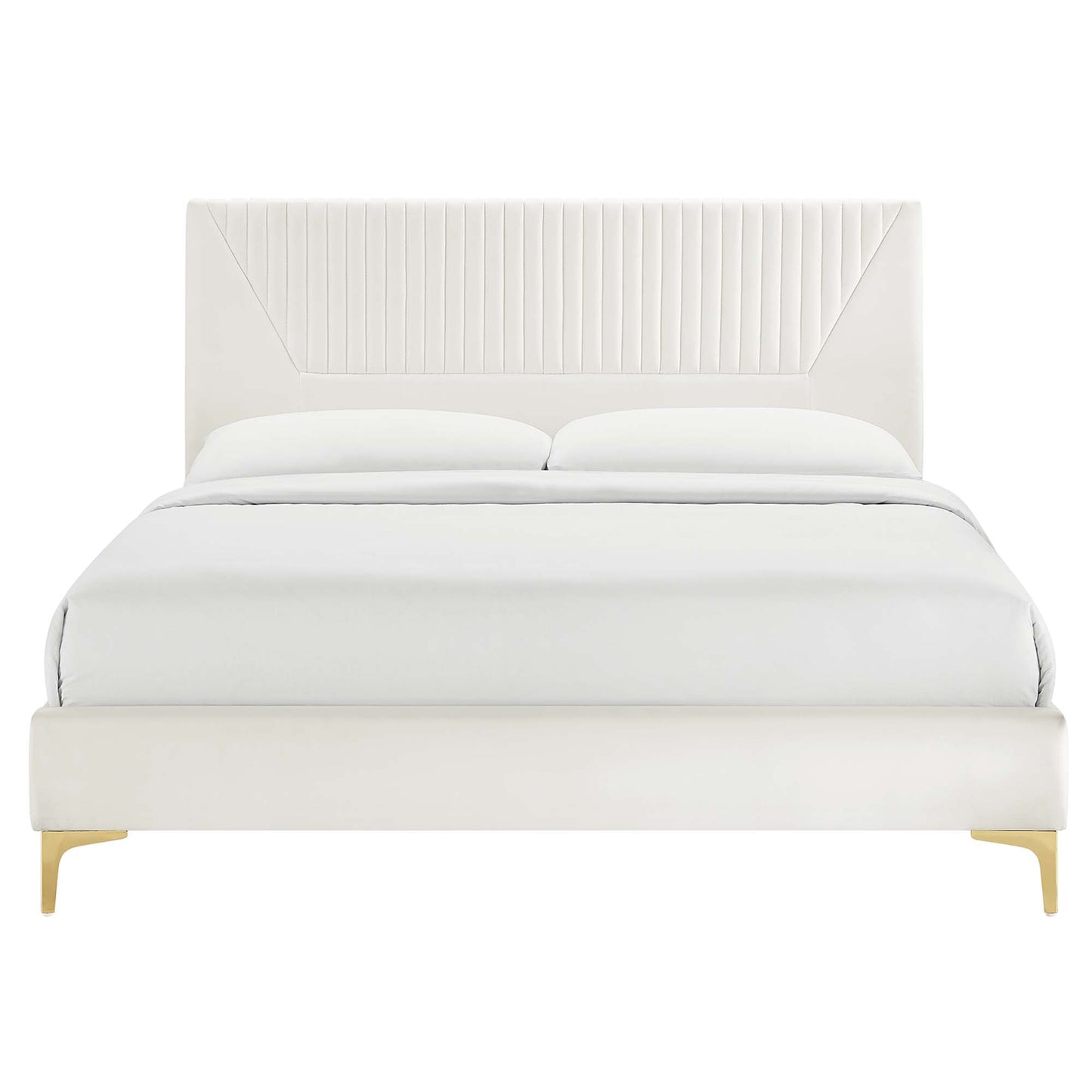 Yasmine Channel Tufted Performance Velvet Queen Platform Bed