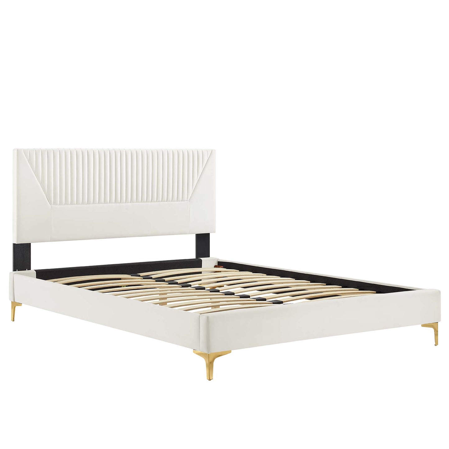 Yasmine Channel Tufted Performance Velvet Queen Platform Bed