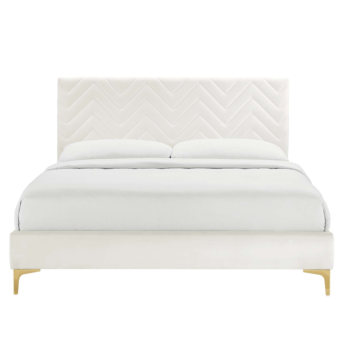 Leah Chevron Tufted Performance Velvet Twin Platform Bed