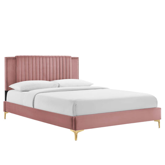 Zahra Channel Tufted Performance Velvet Twin Platform Bed