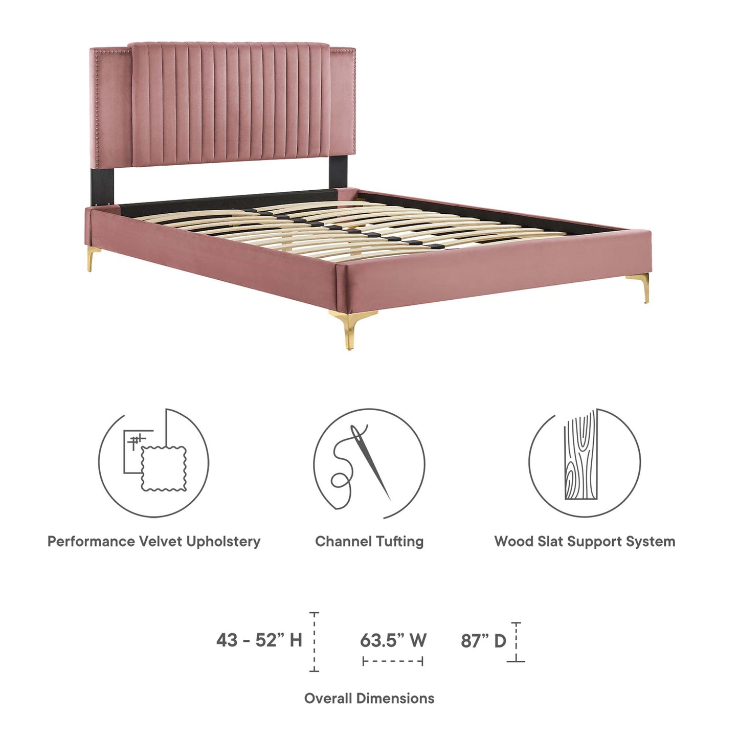 Zahra Channel Tufted Performance Velvet Twin Platform Bed