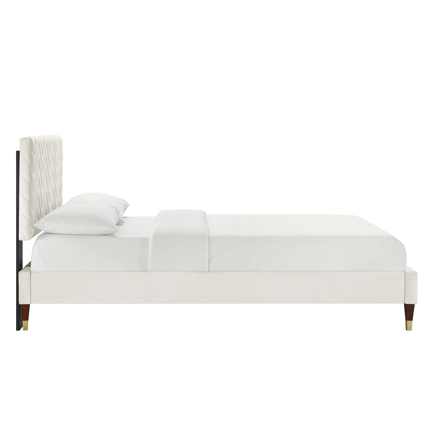 Leah Chevron Tufted Performance Velvet Twin Platform Bed