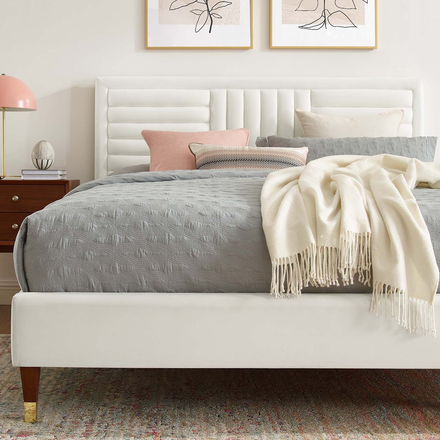 Sofia Channel Tufted Performance Velvet Twin Platform Bed