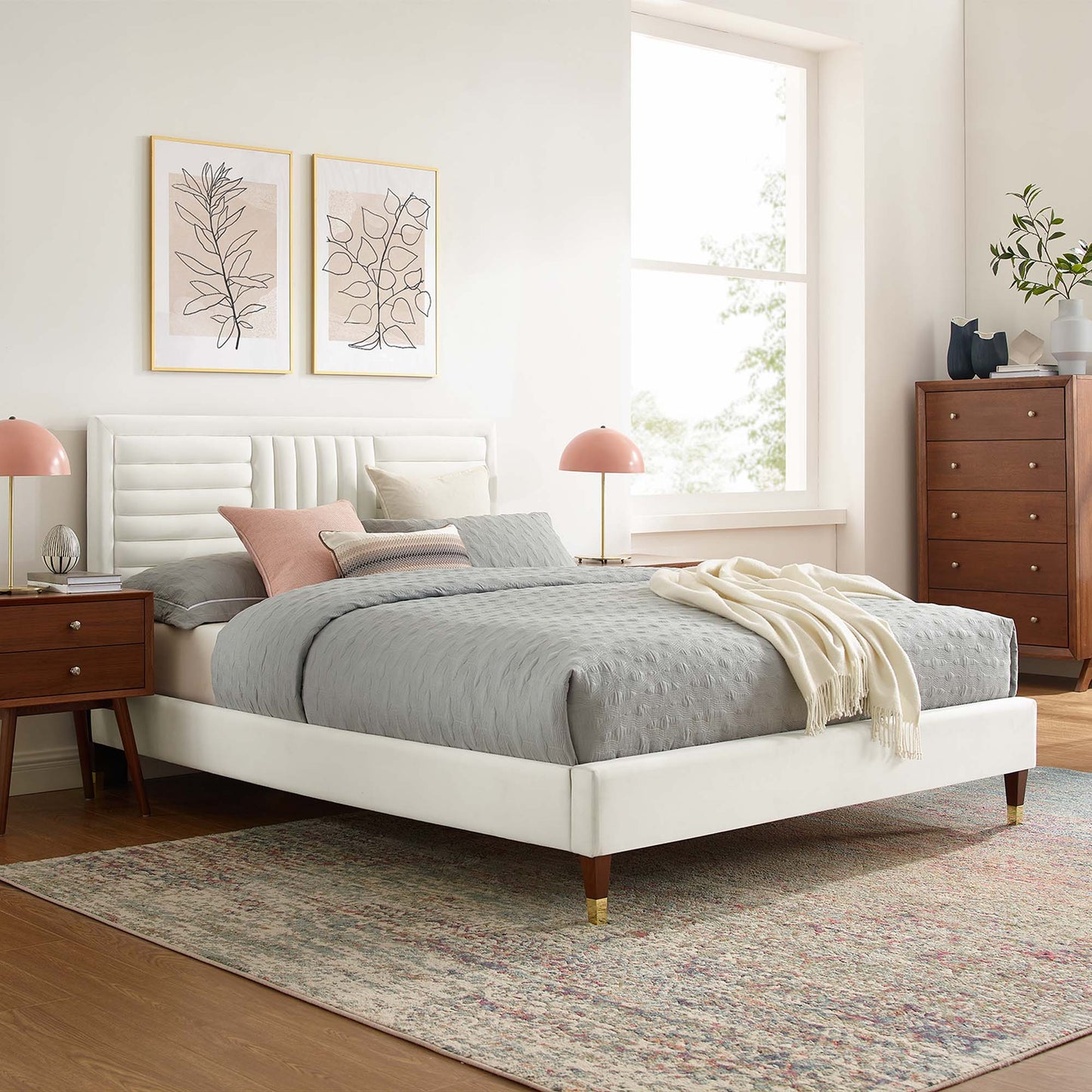 Sofia Channel Tufted Performance Velvet Twin Platform Bed