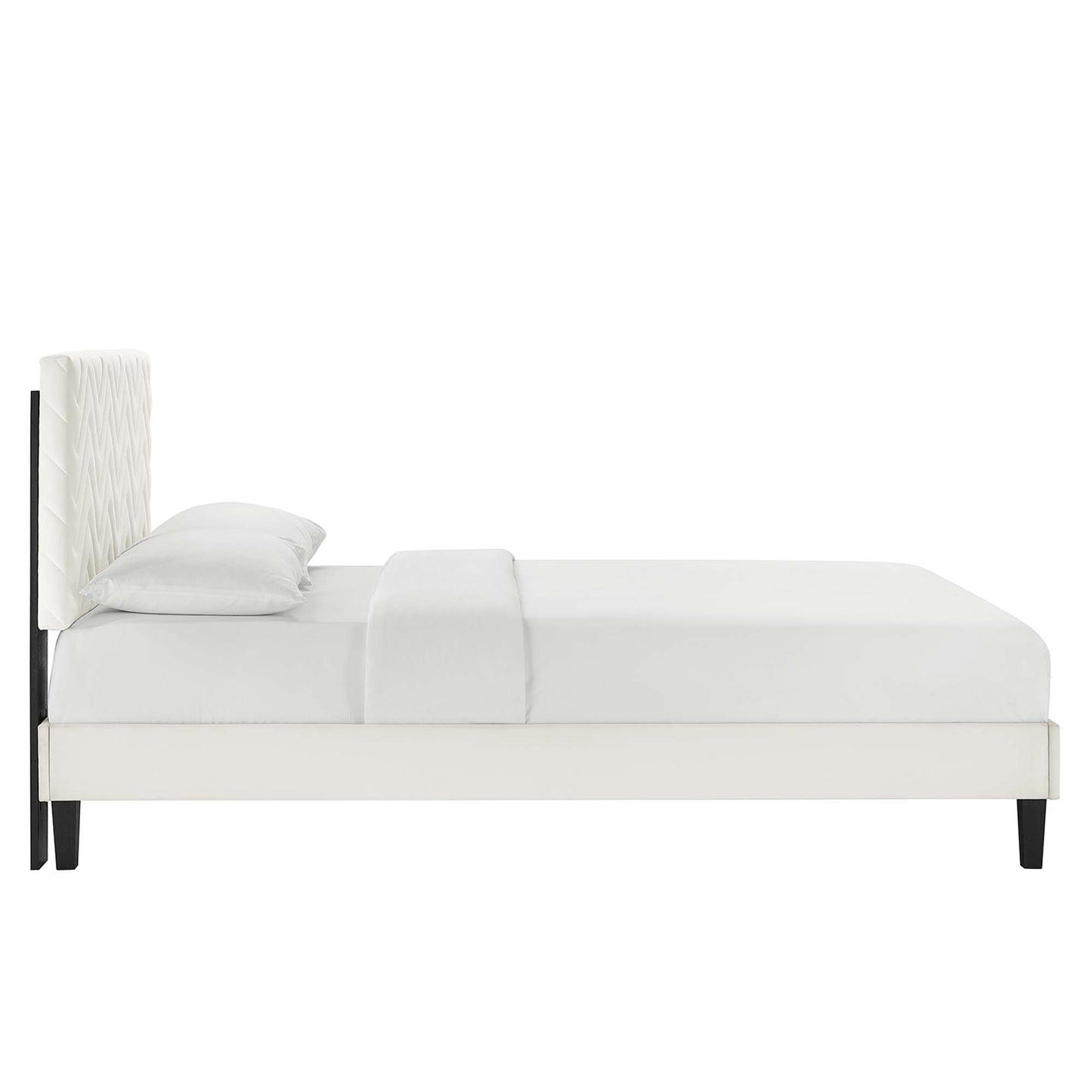 Leah Chevron Tufted Performance Velvet Twin Platform Bed