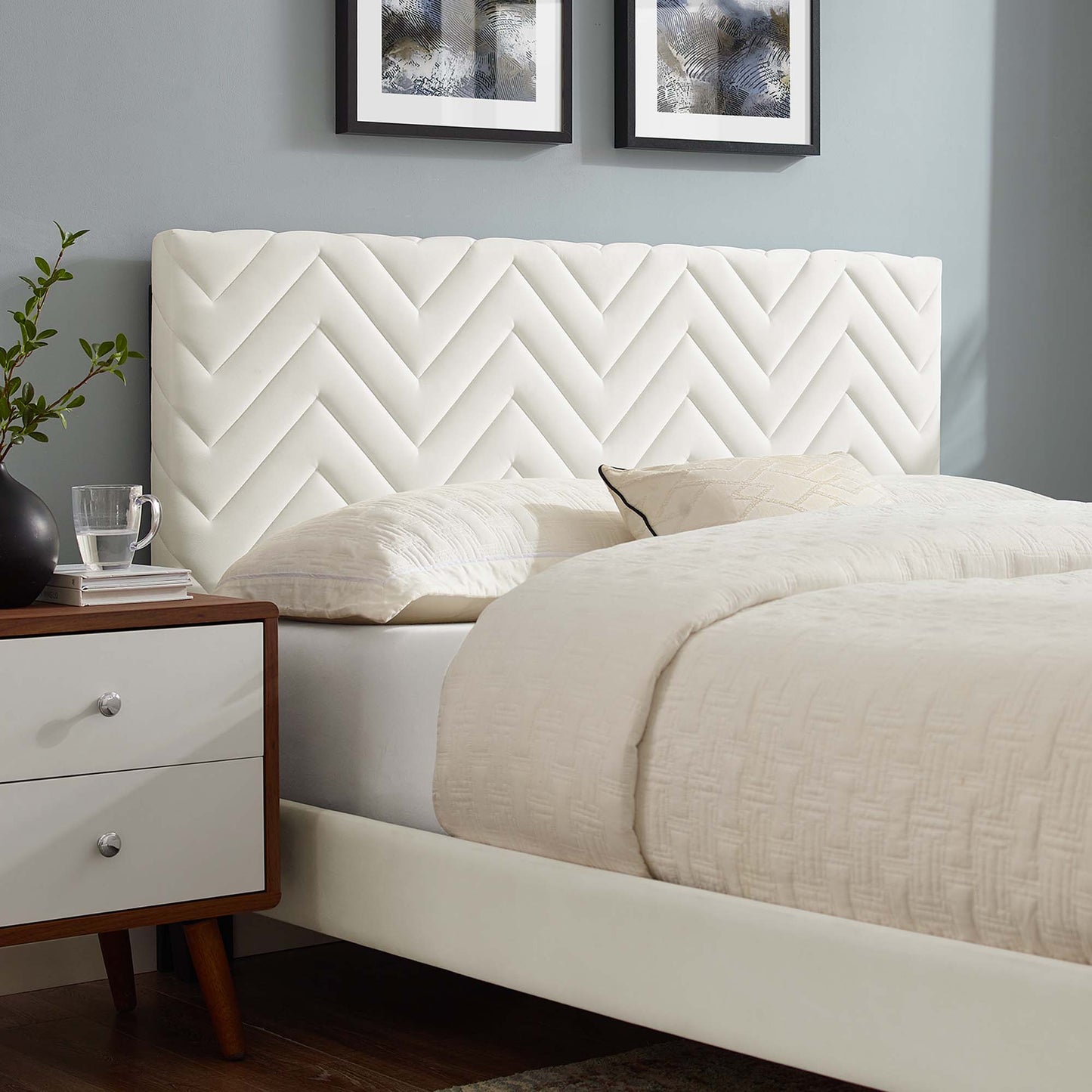 Leah Chevron Tufted Performance Velvet Twin Platform Bed