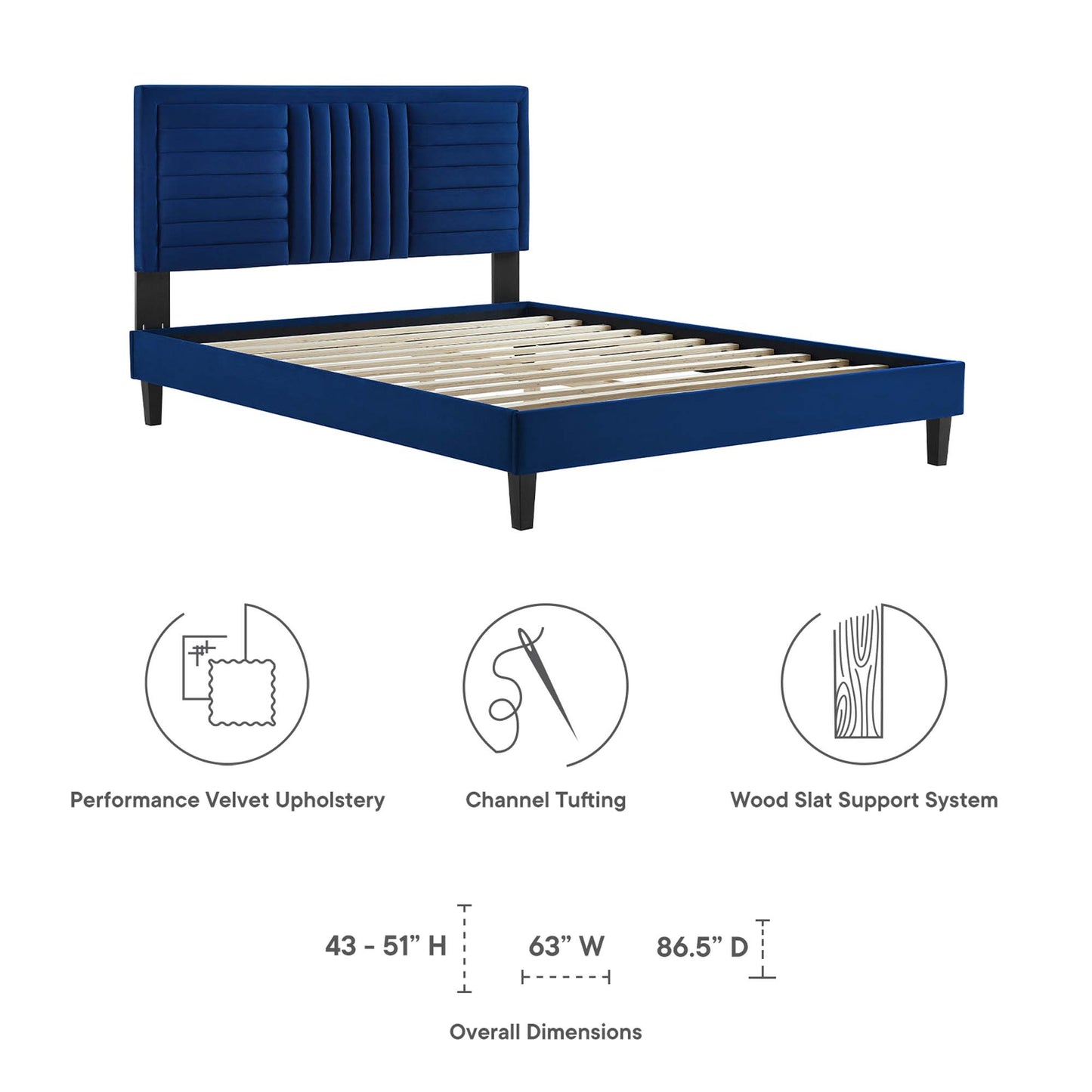 Sofia Channel Tufted Performance Velvet Twin Platform Bed