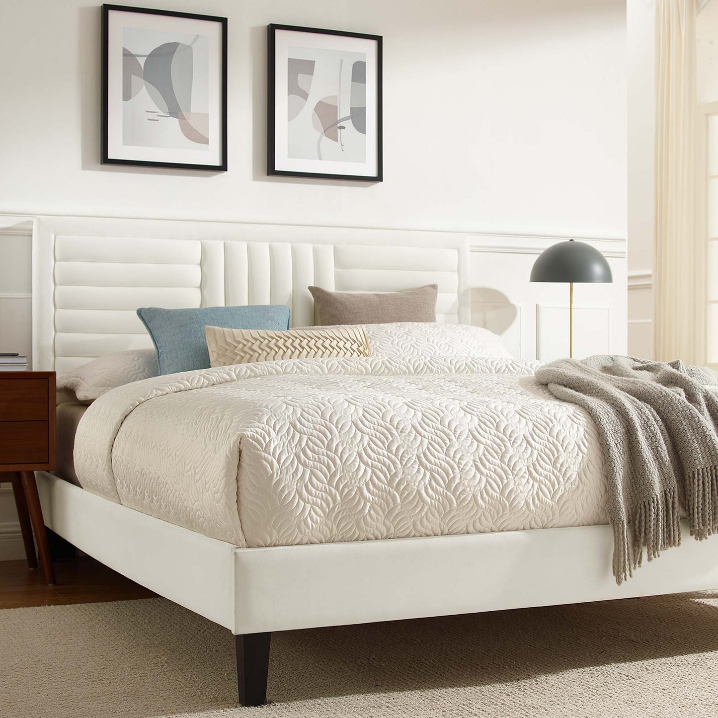 Sofia Channel Tufted Performance Velvet Twin Platform Bed