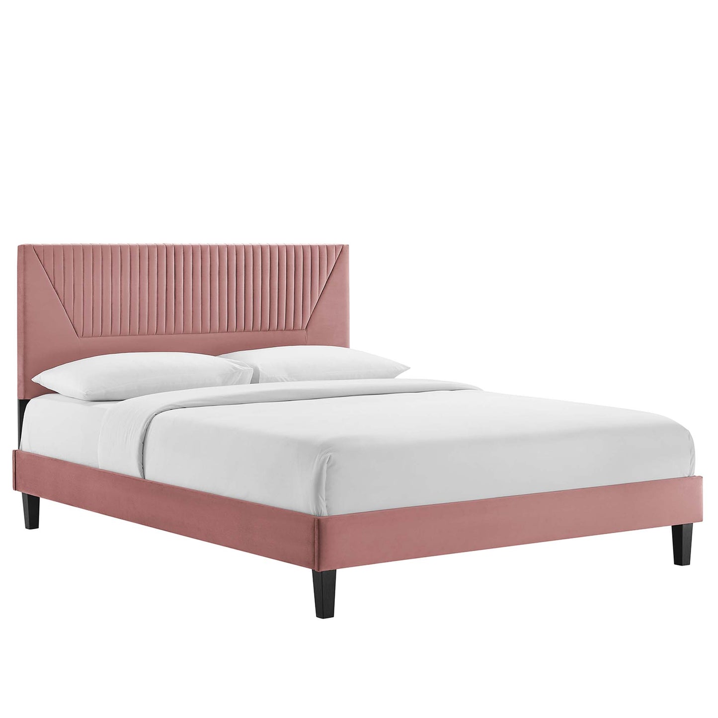 Yasmine Channel Tufted Performance Velvet Twin Platform Bed