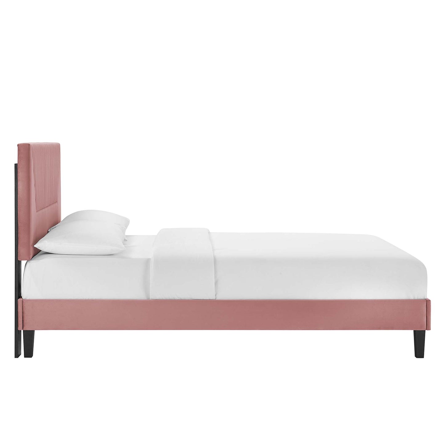 Yasmine Channel Tufted Performance Velvet Twin Platform Bed