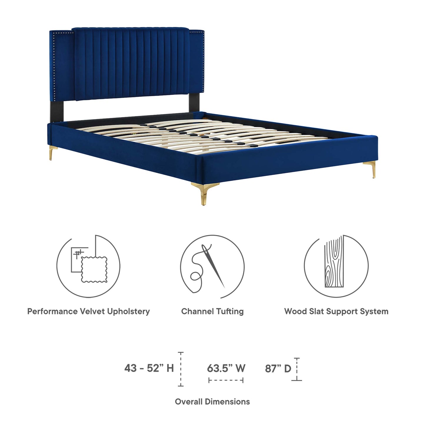 Lit plateforme complet en velours capitonné Zahra Channel par Modway