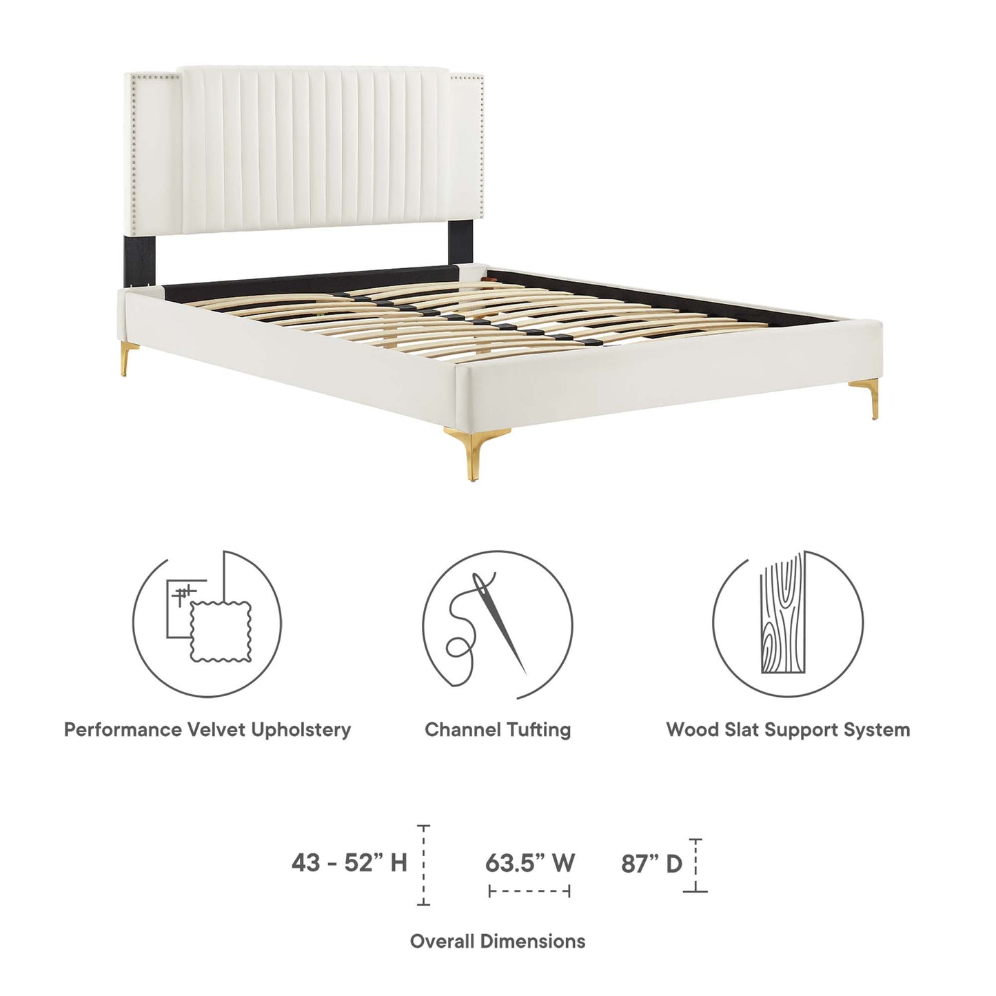 Lit plateforme complet en velours capitonné Zahra Channel par Modway