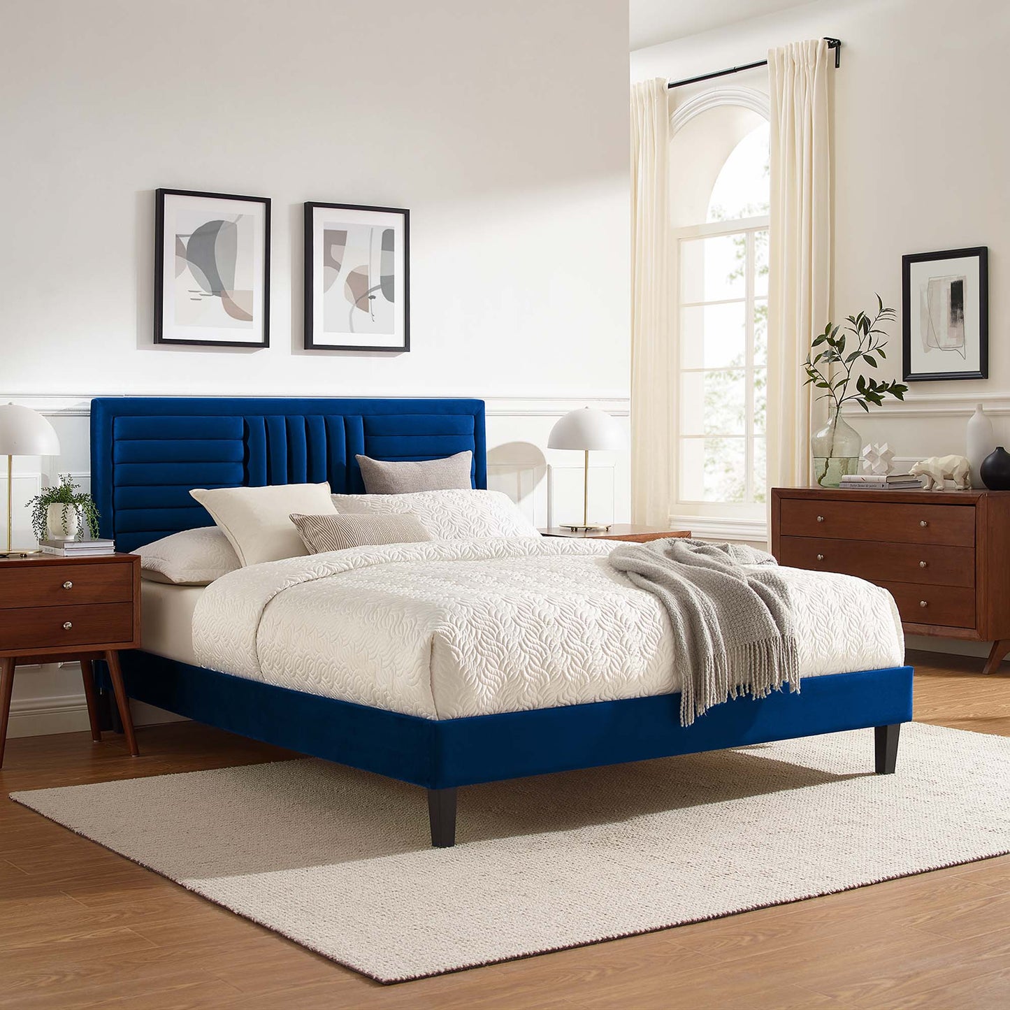 Sofia Channel Tufted Performance Velvet Full Platform Bed