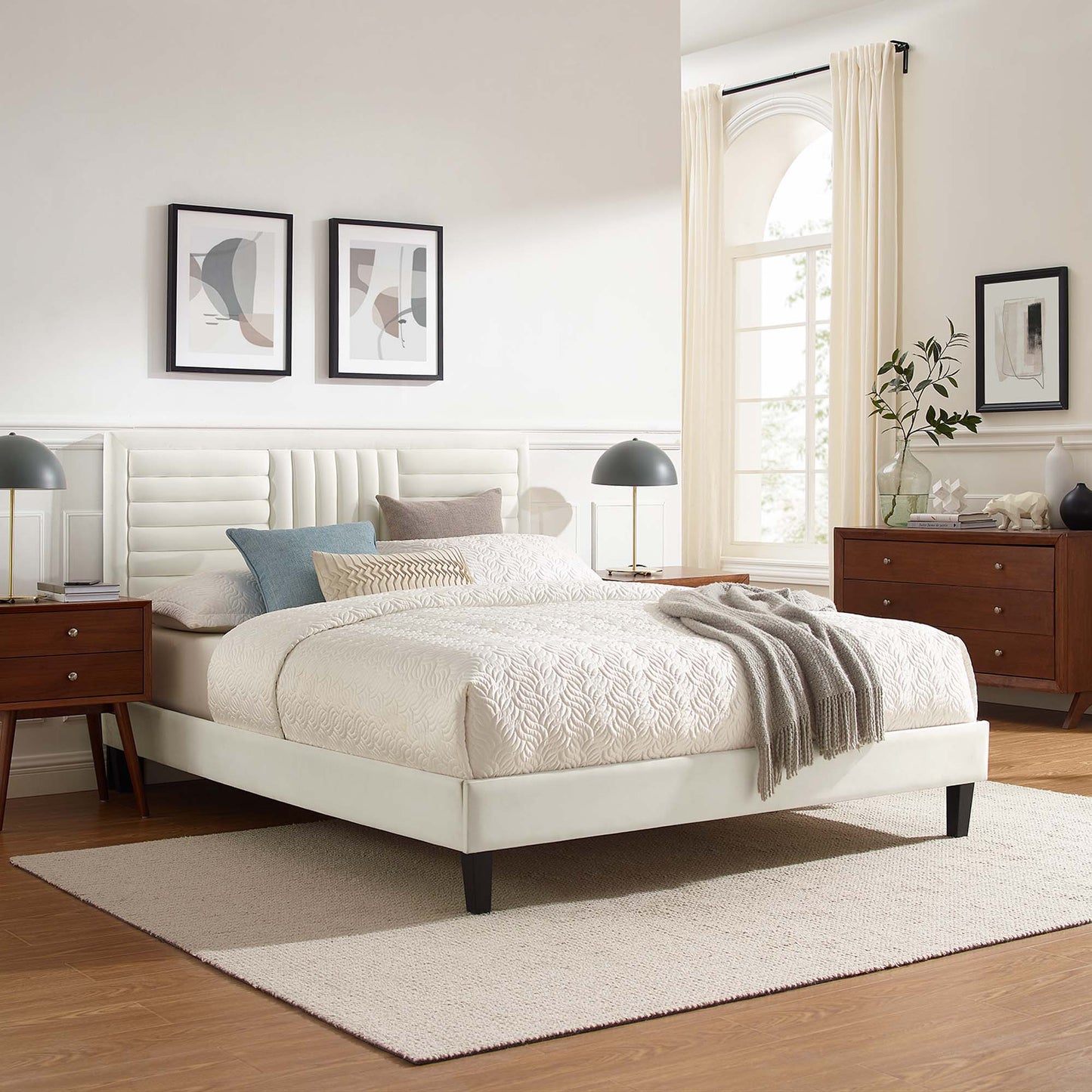 Sofia Channel Tufted Performance Velvet Full Platform Bed