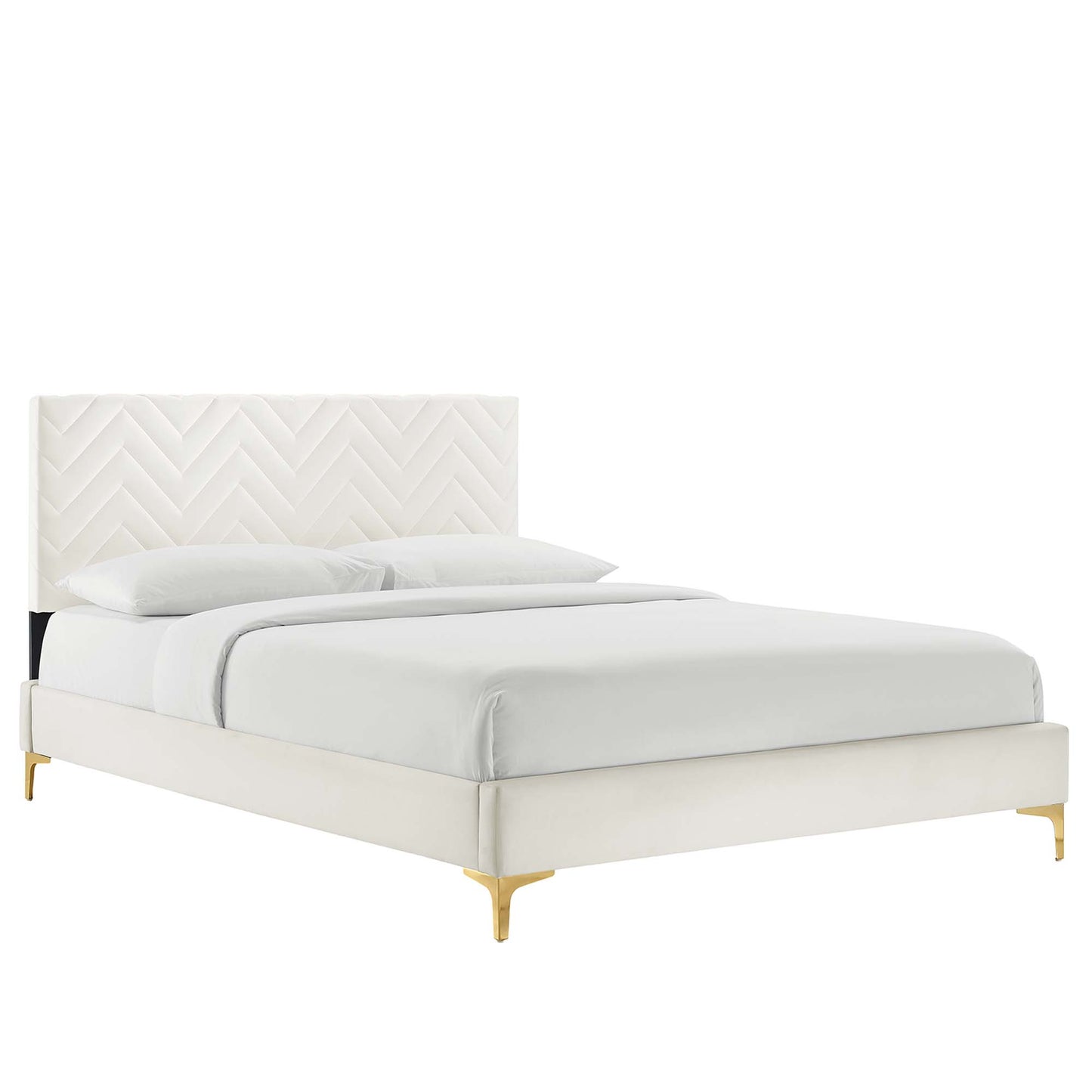 Leah Chevron Tufted Performance Velvet King Platform Bed