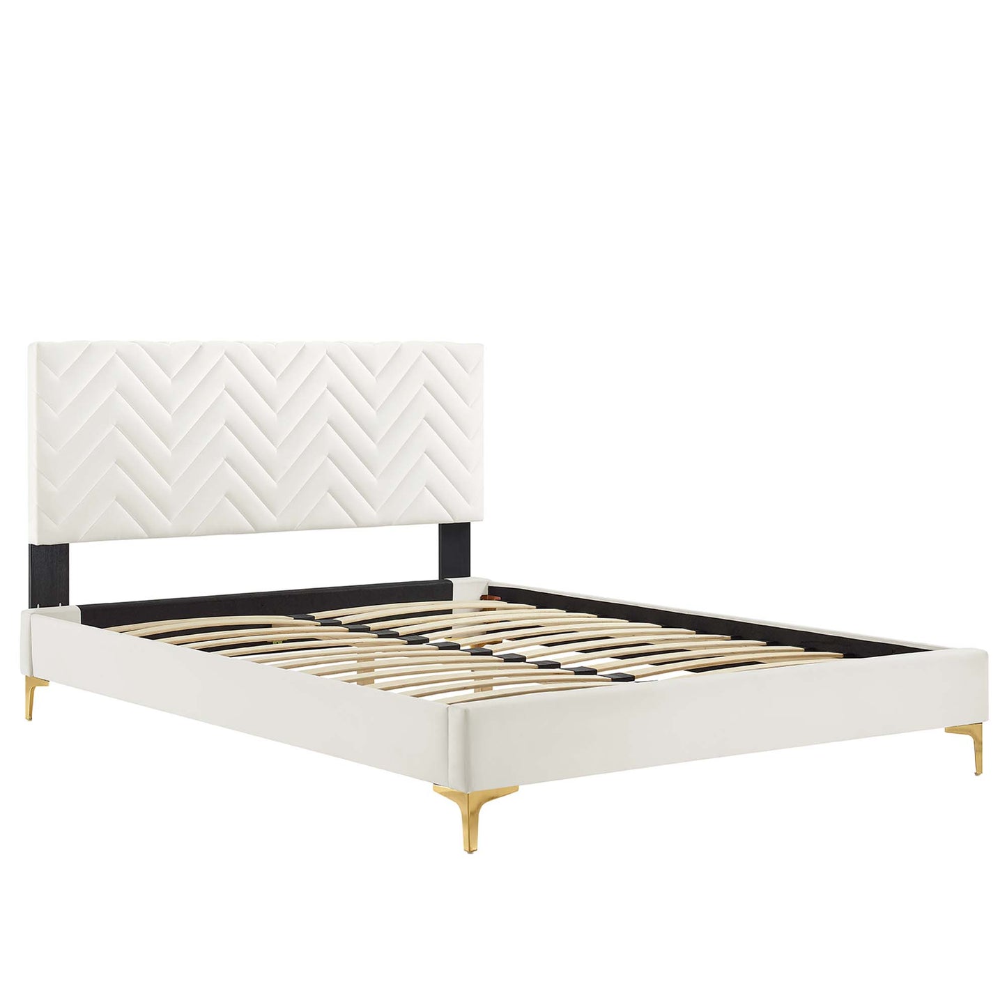 Leah Chevron Tufted Performance Velvet King Platform Bed