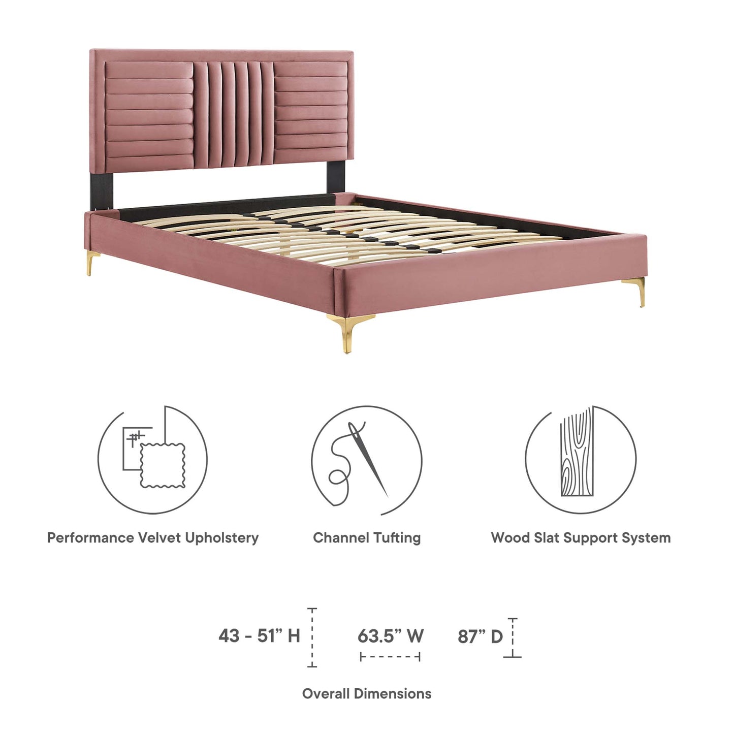 Sofia Channel Tufted Performance Velvet King Platform Bed