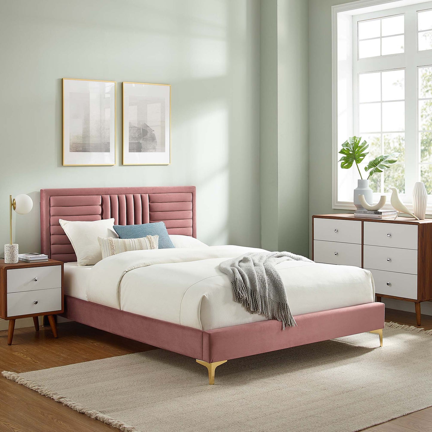 Sofia Channel Tufted Performance Velvet King Platform Bed