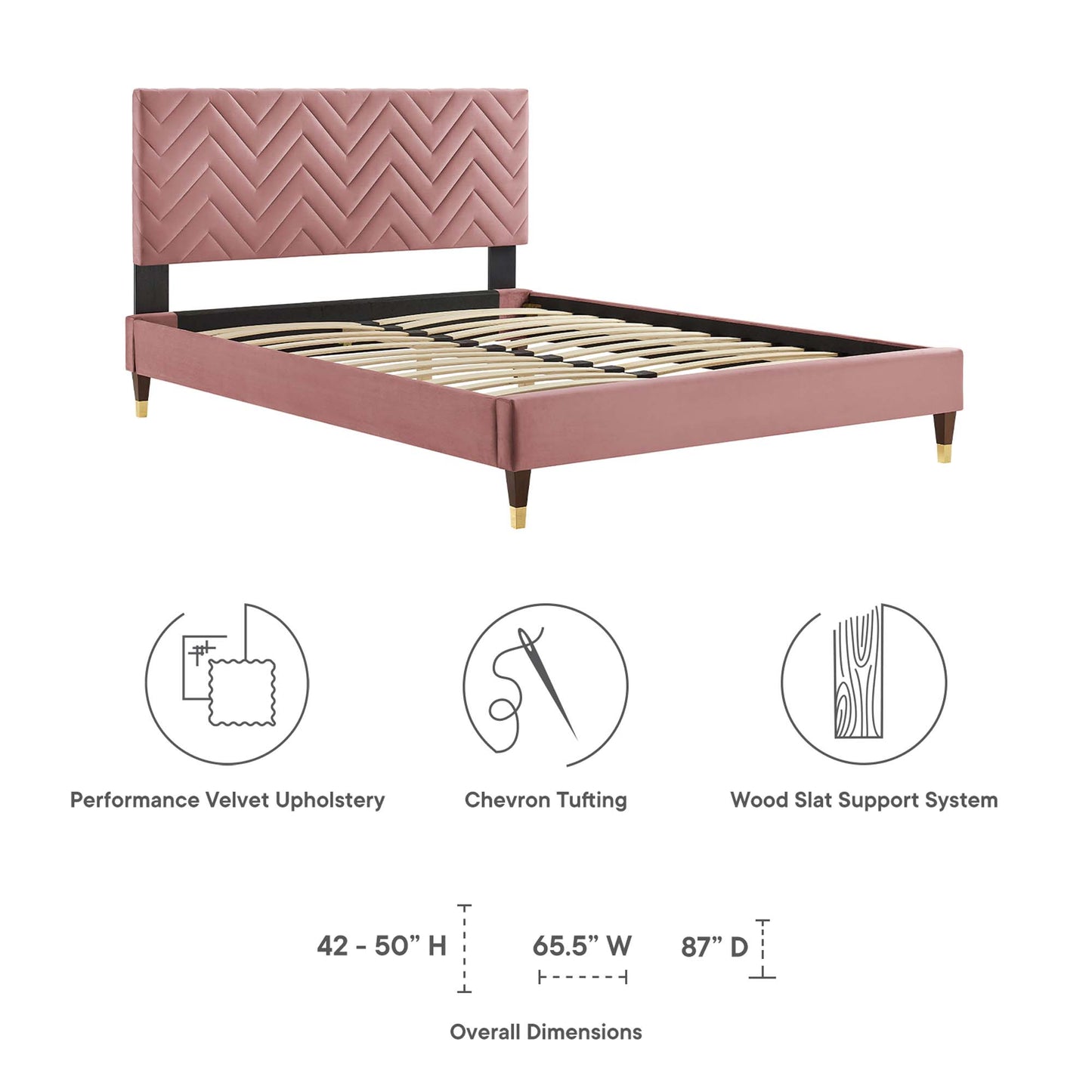 Leah Chevron Tufted Performance Velvet King Platform Bed