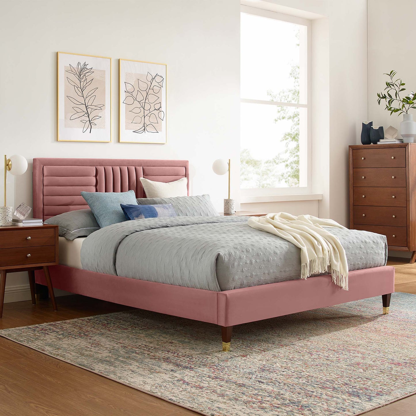 Sofia Channel Tufted Performance Velvet King Platform Bed