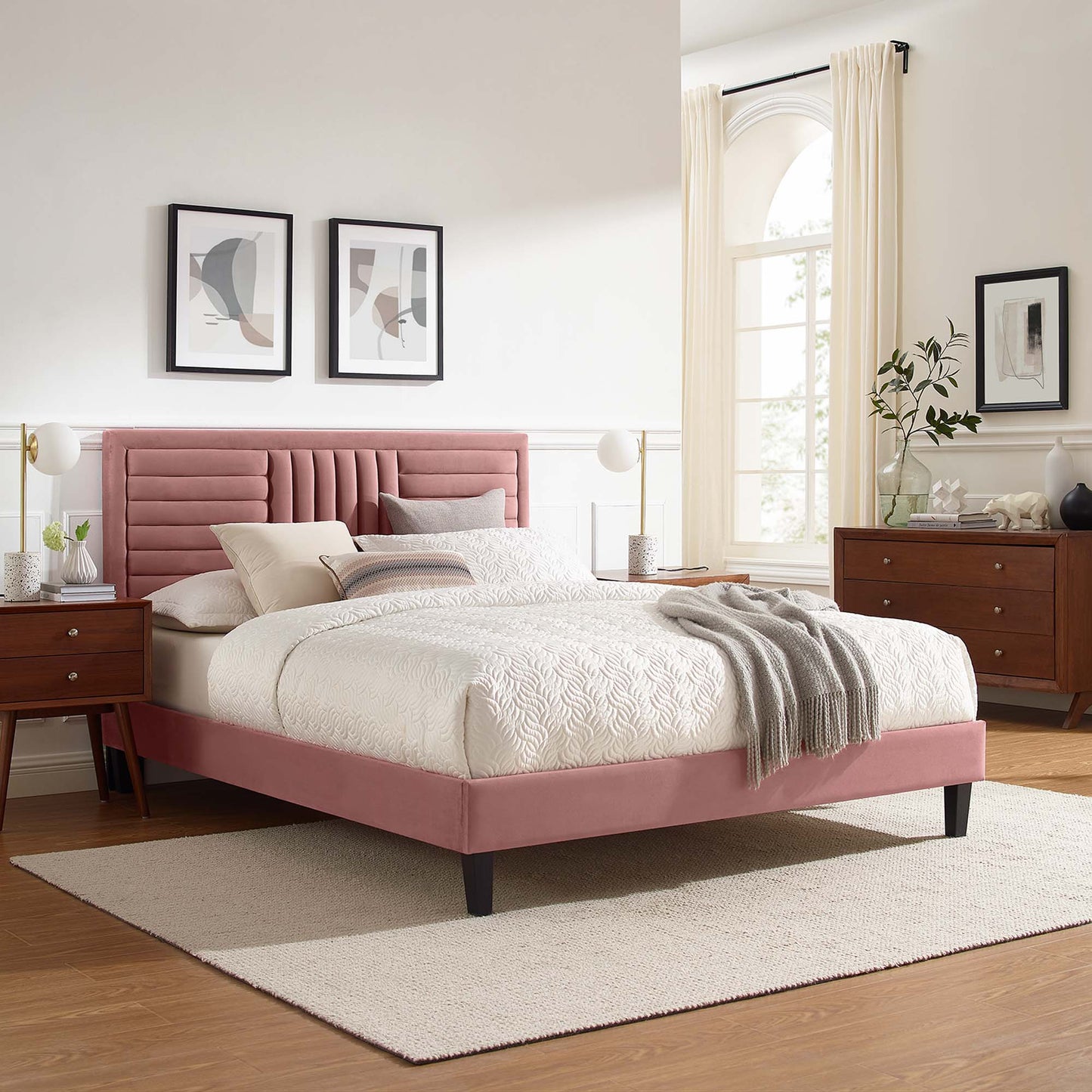 Sofia Channel Tufted Performance Velvet King Platform Bed