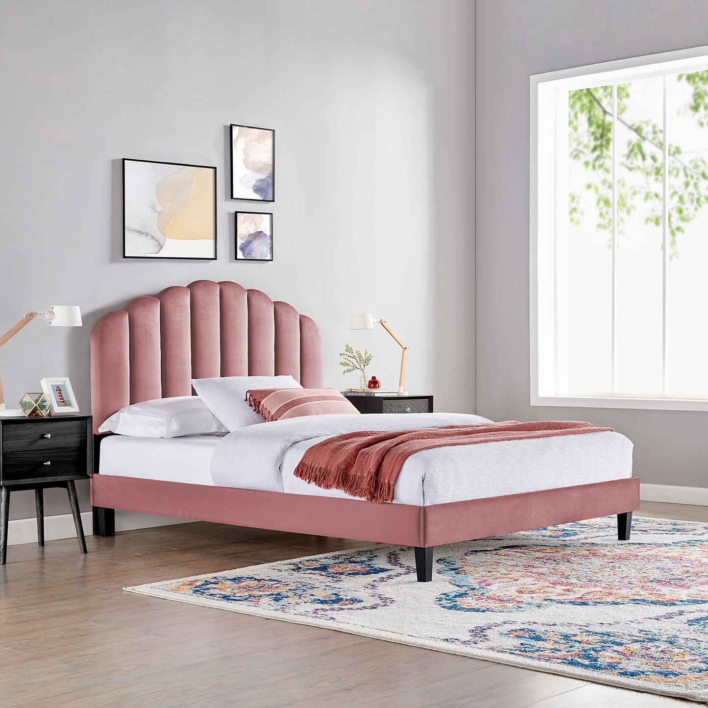 Daisy Performance Velvet Full Platform Bed