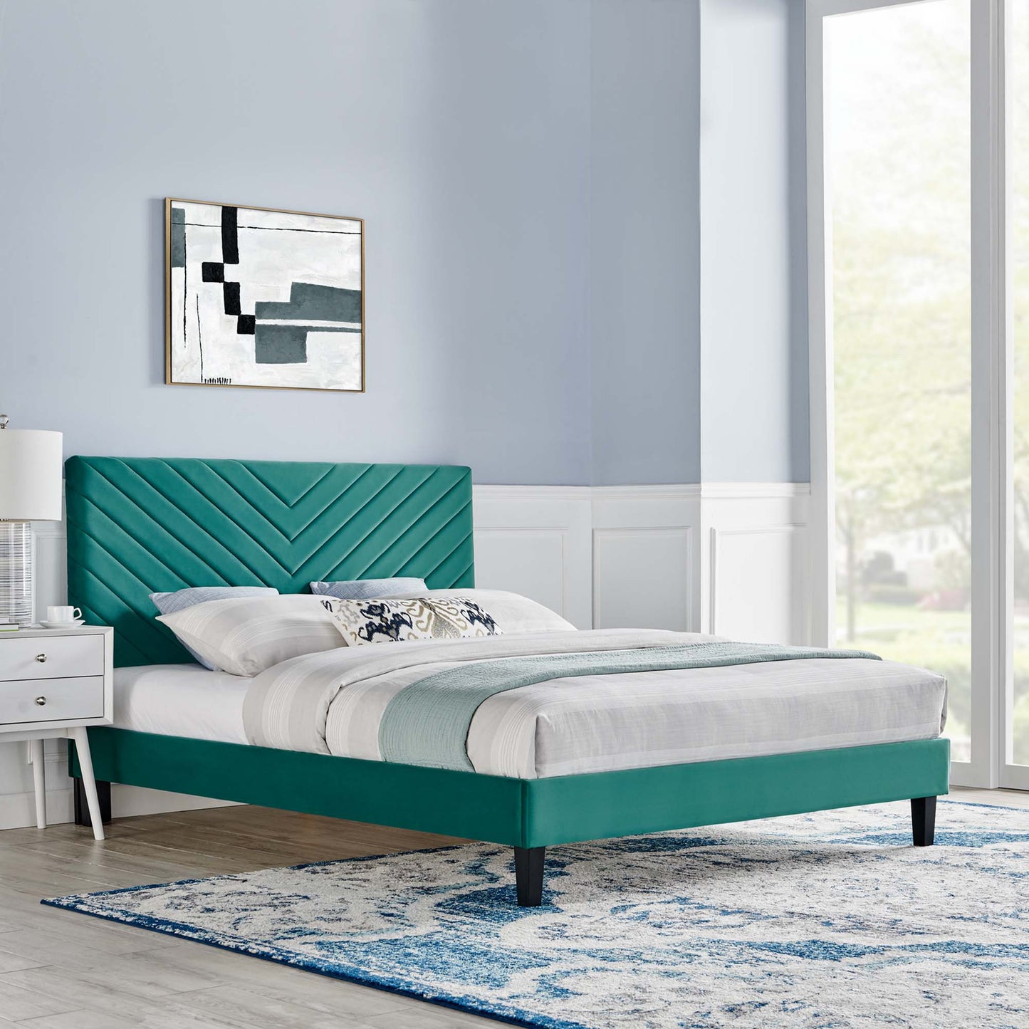 Roxanne Performance Velvet Twin Platform Bed