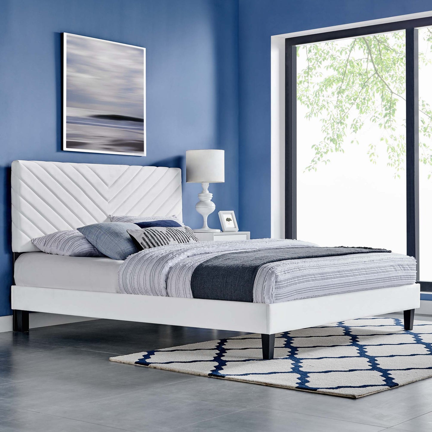 Roxanne Performance Velvet Twin Platform Bed