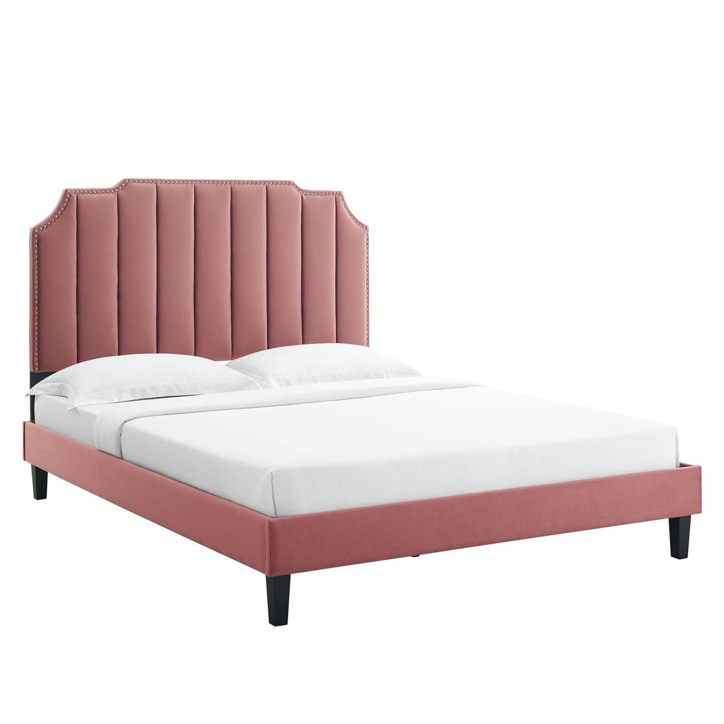 Cama King con plataforma de terciopelo Colette Performance de Modway