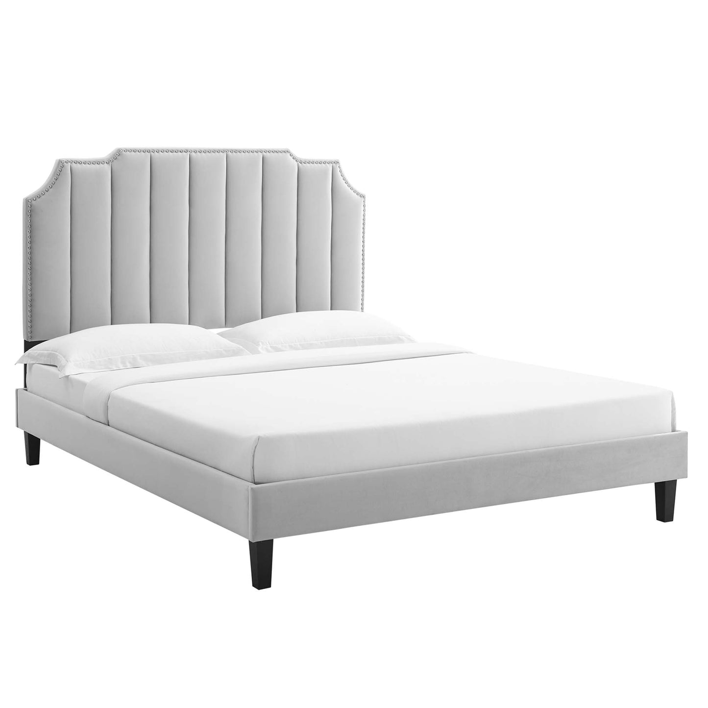 Cama King con plataforma de terciopelo Colette Performance de Modway