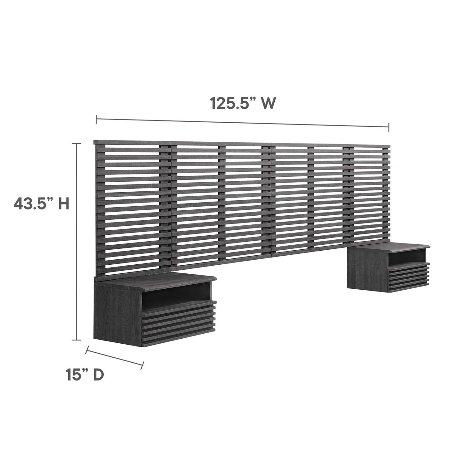 Render Wall Mount King Headboard and Modern Nightstands