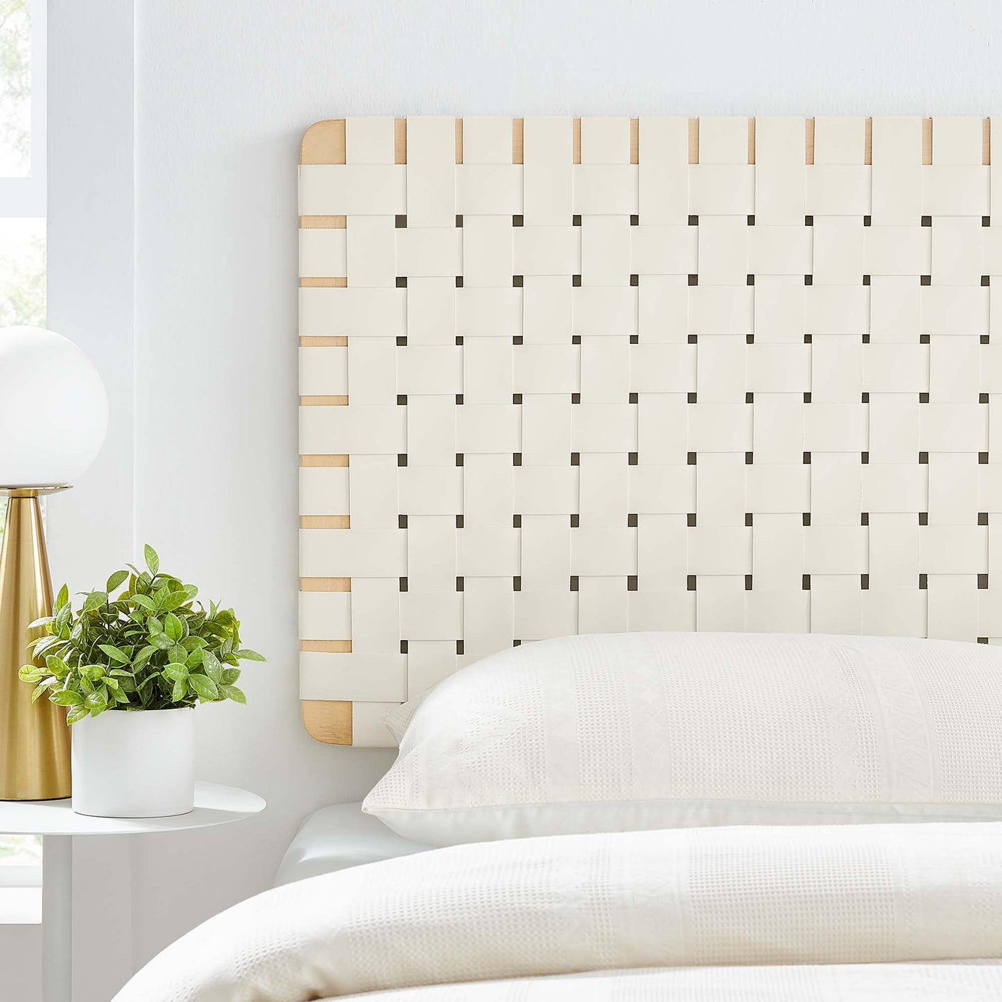 Sparta Weave Wall-Mount Vegan Leather Twin Headboard