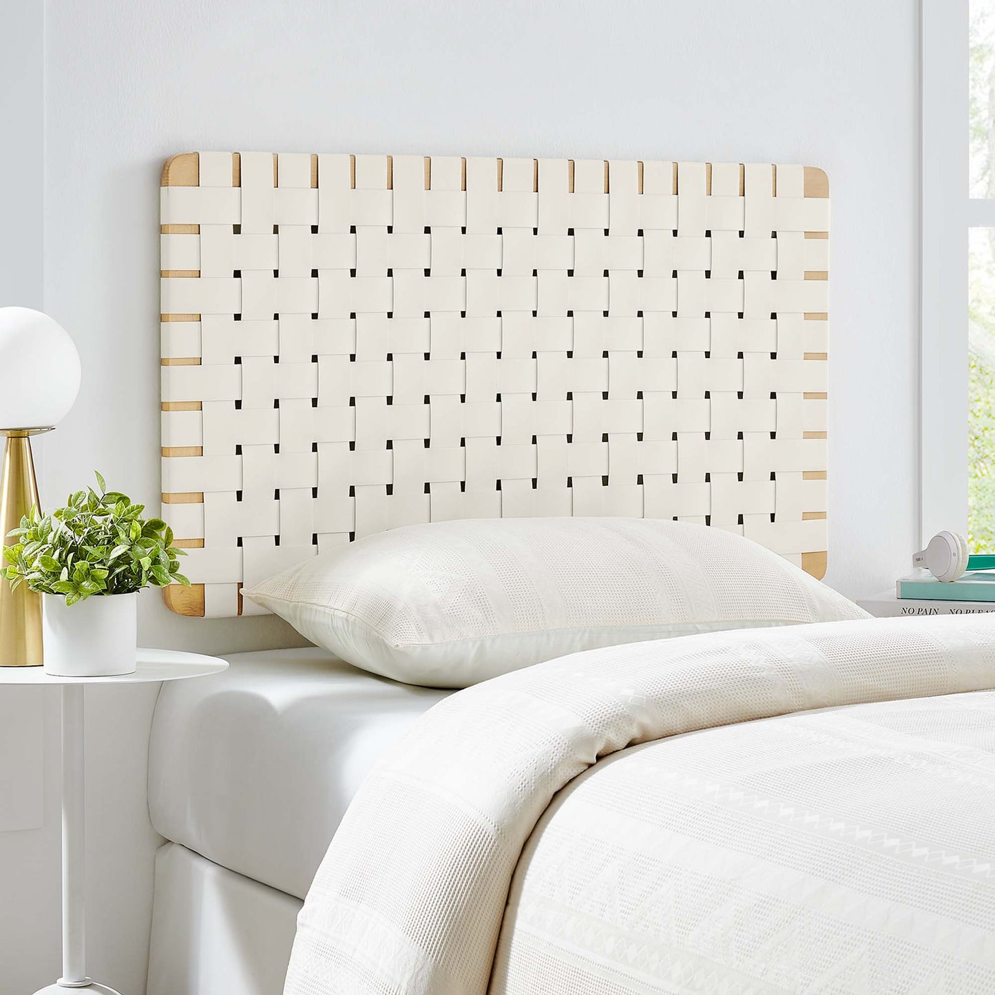 Sparta Weave Wall-Mount Vegan Leather Twin Headboard