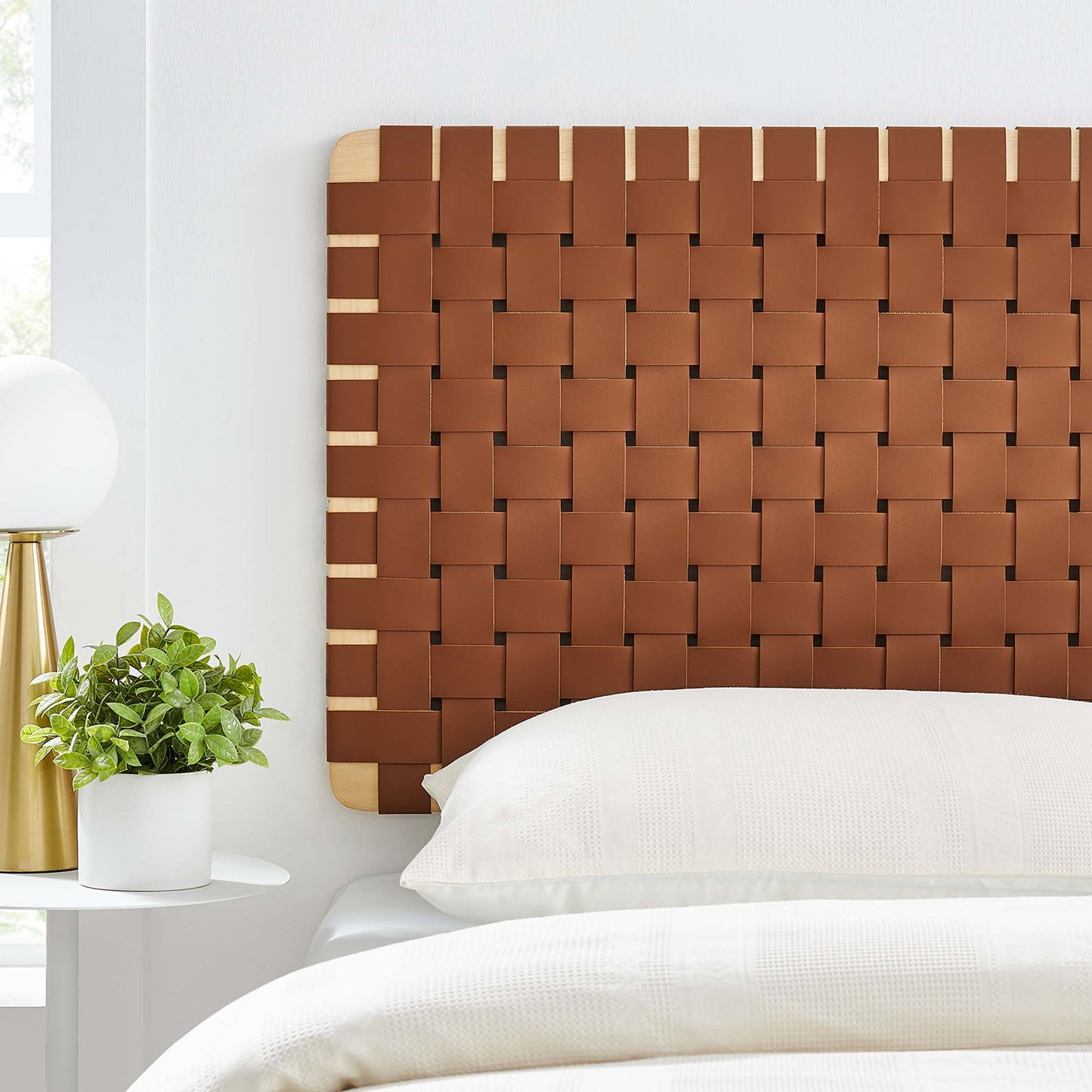 Sparta Weave Wall-Mount Vegan Leather Twin Headboard