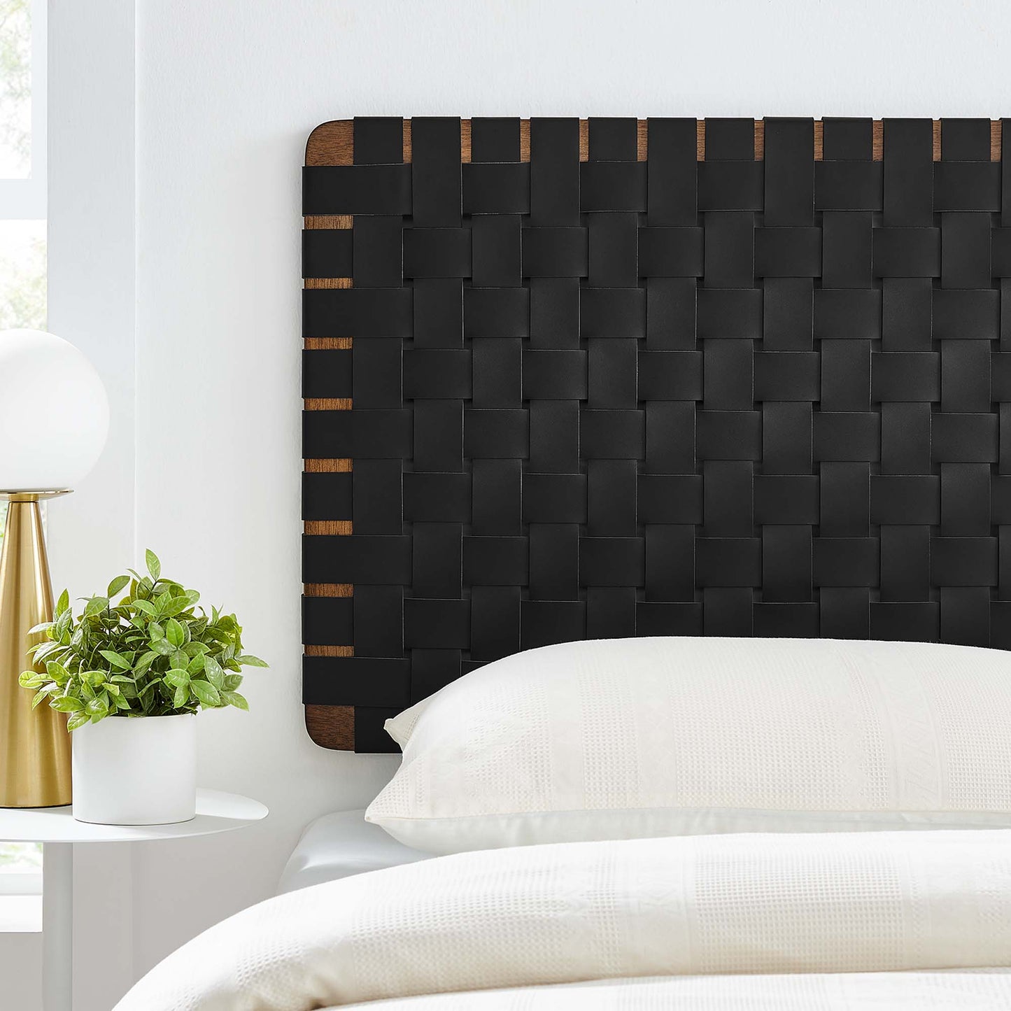 Sparta Weave Wall-Mount Vegan Leather Twin Headboard