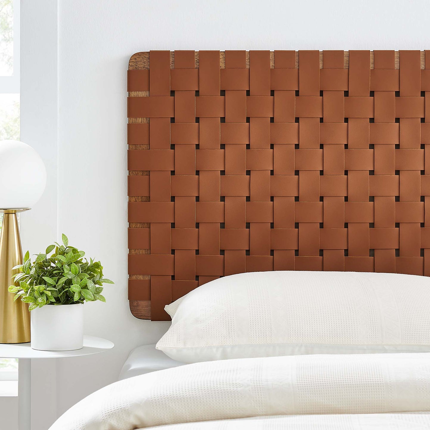 Sparta Weave Wall-Mount Vegan Leather Twin Headboard