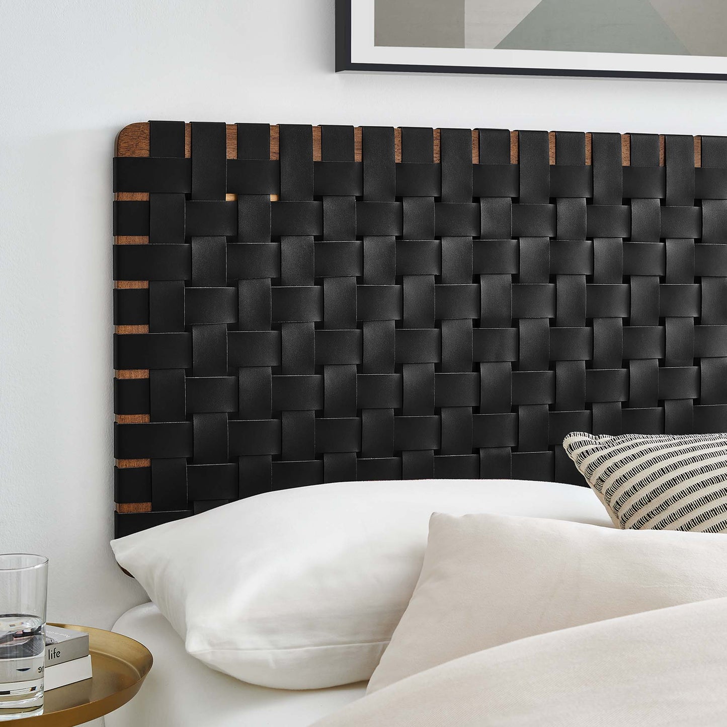 Sparta Weave Vegan Leather Full Headboard