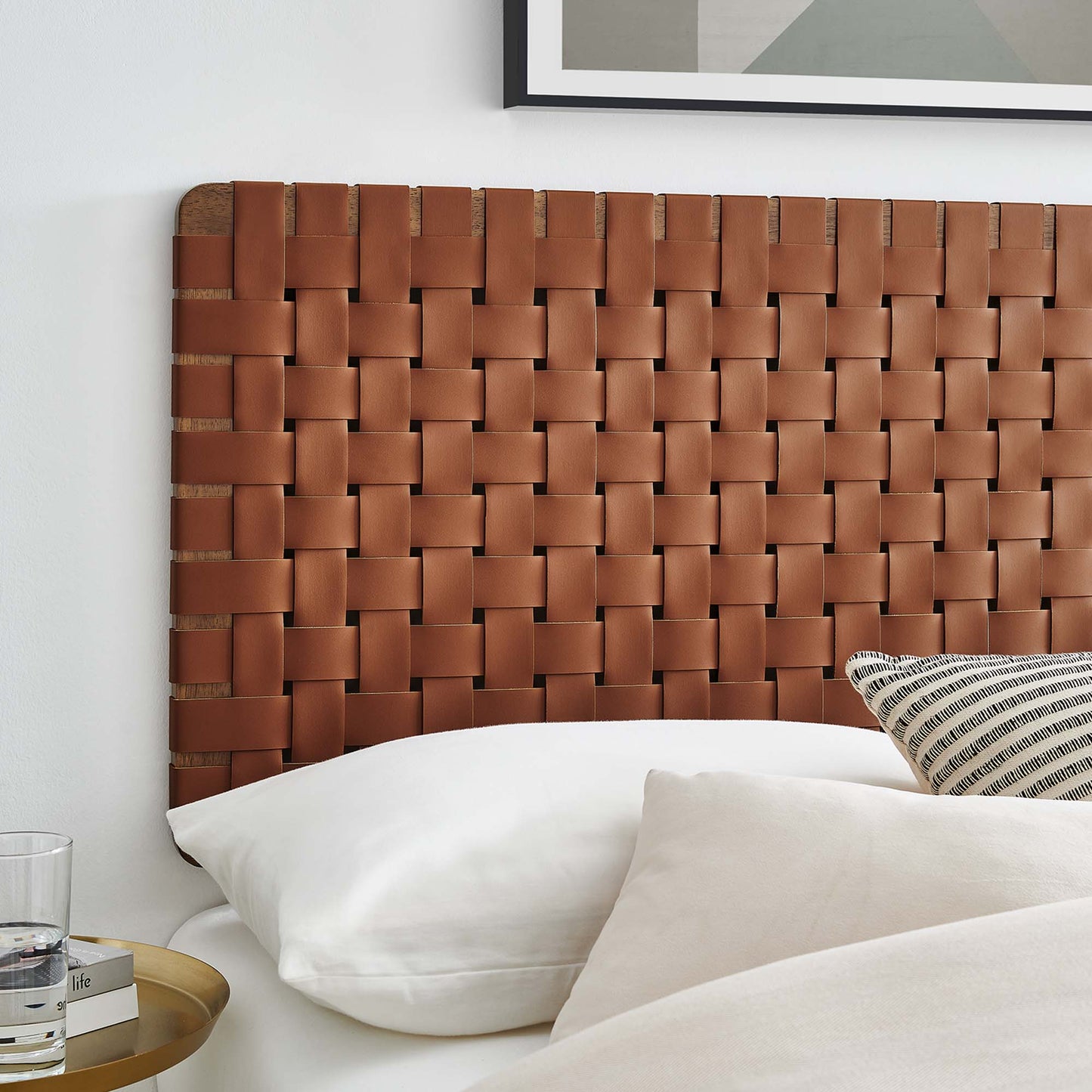 Sparta Weave Vegan Leather Full Headboard