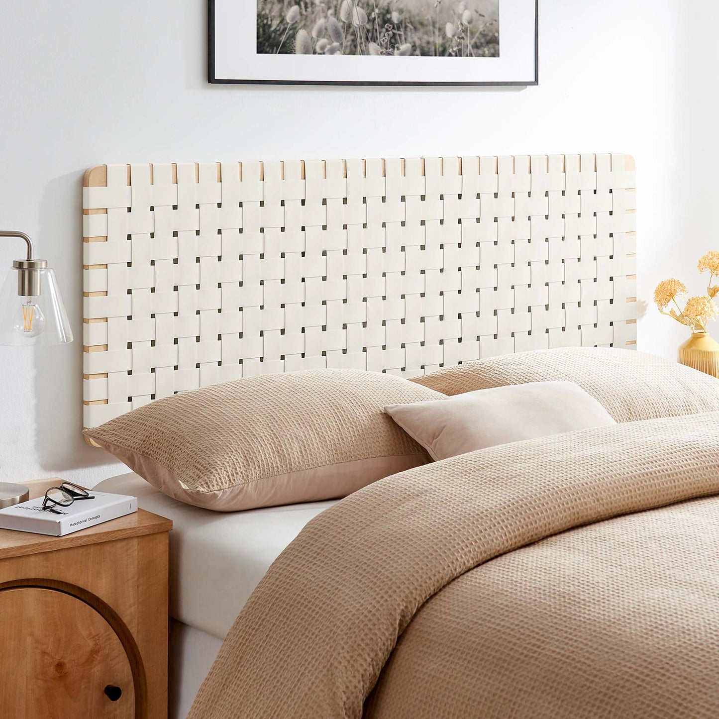 Sparta Weave Wall-Mount Vegan Leather Queen Headboard