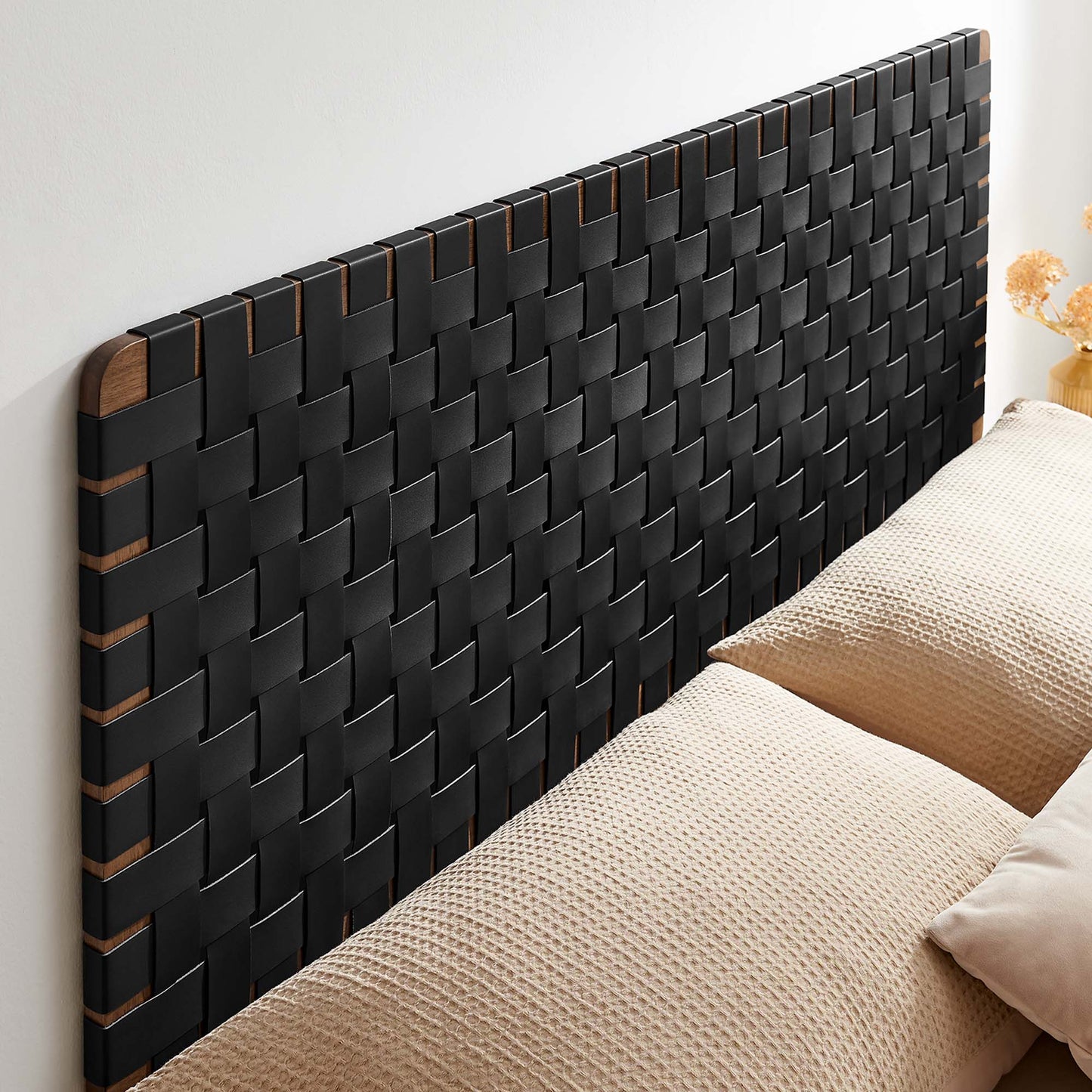 Sparta Weave Wall-Mount Vegan Leather Queen Headboard