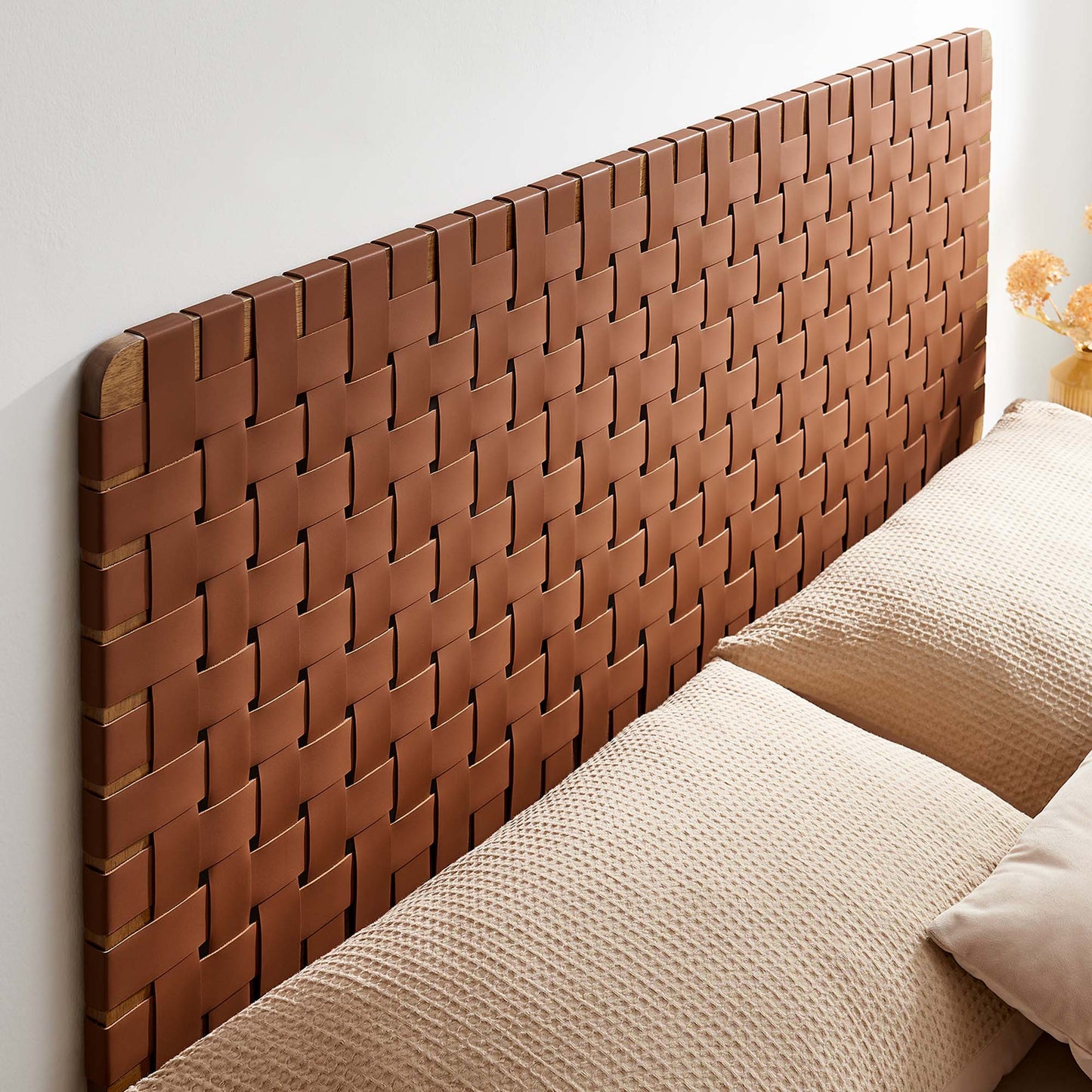 Sparta Weave Wall-Mount Vegan Leather Queen Headboard