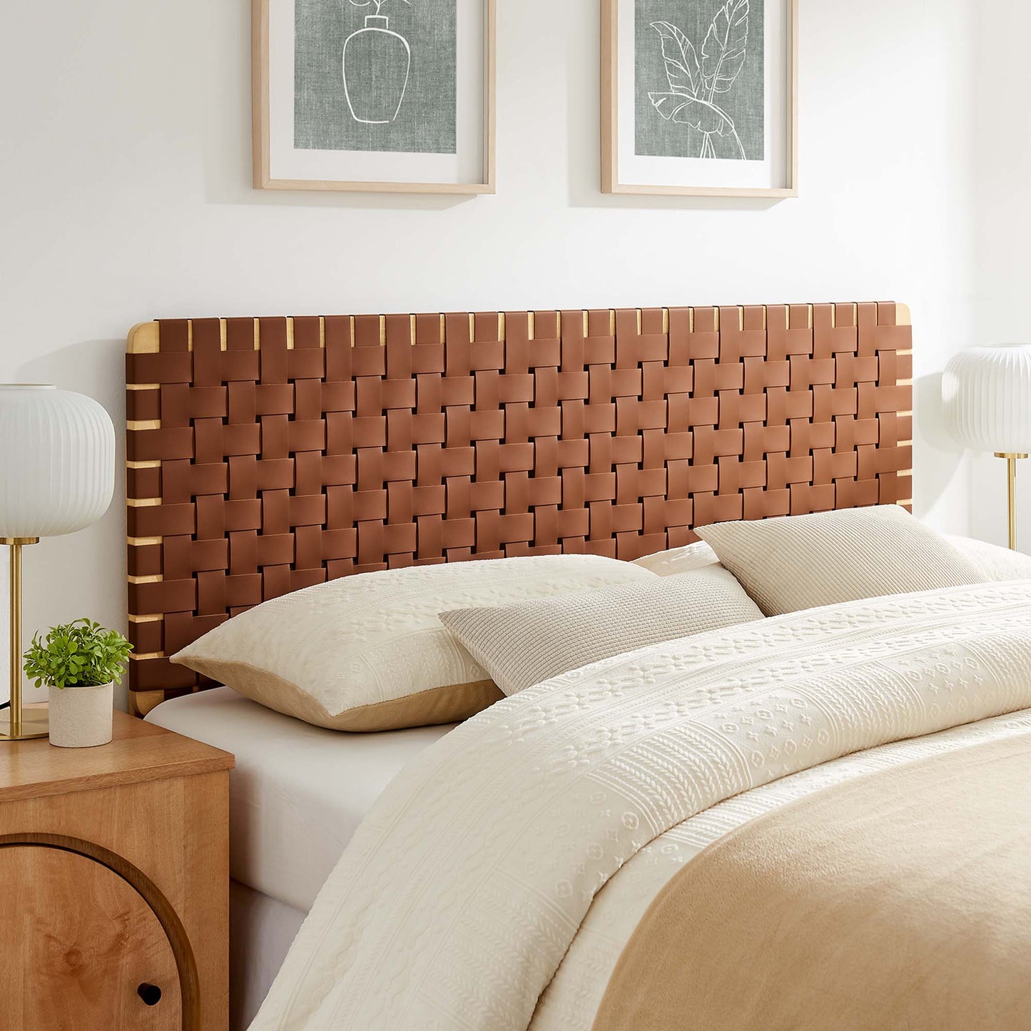 Sparta Weave Vegan Leather Queen Headboard