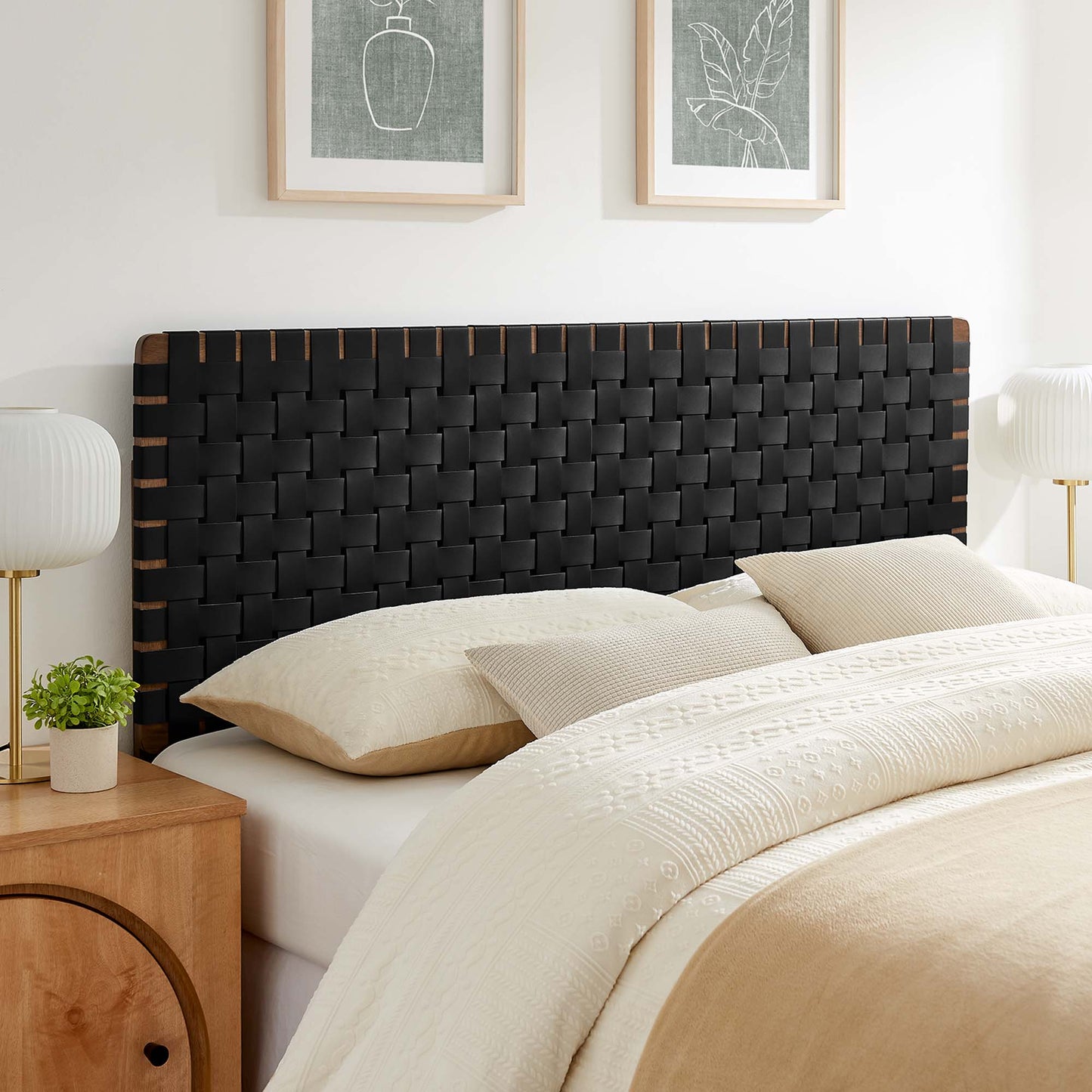 Sparta Weave Vegan Leather Queen Headboard