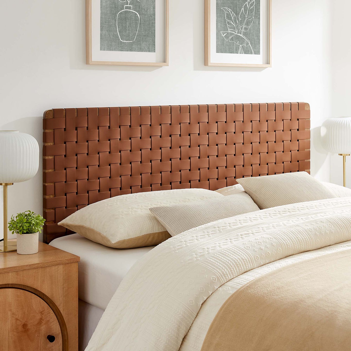 Sparta Weave Vegan Leather Queen Headboard