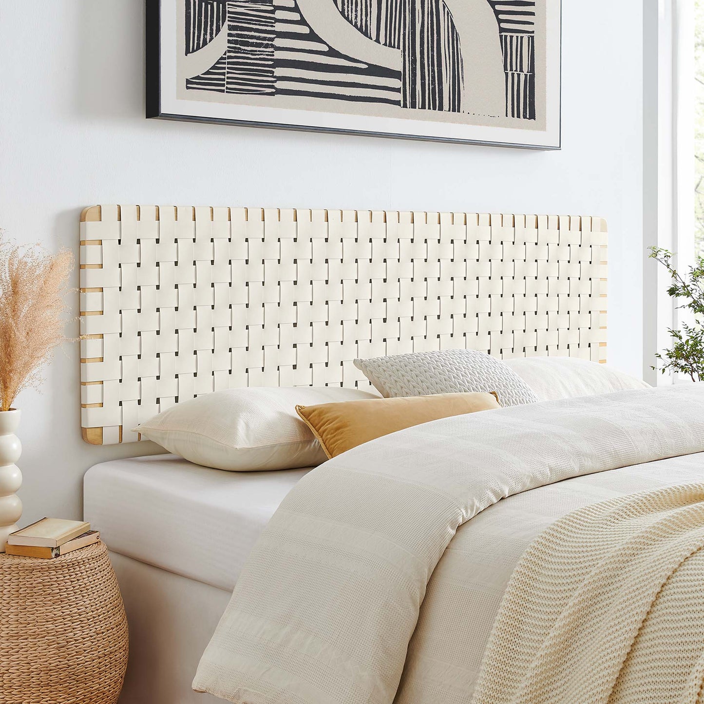 Sparta Weave Wall-Mount Vegan Leather King Headboard