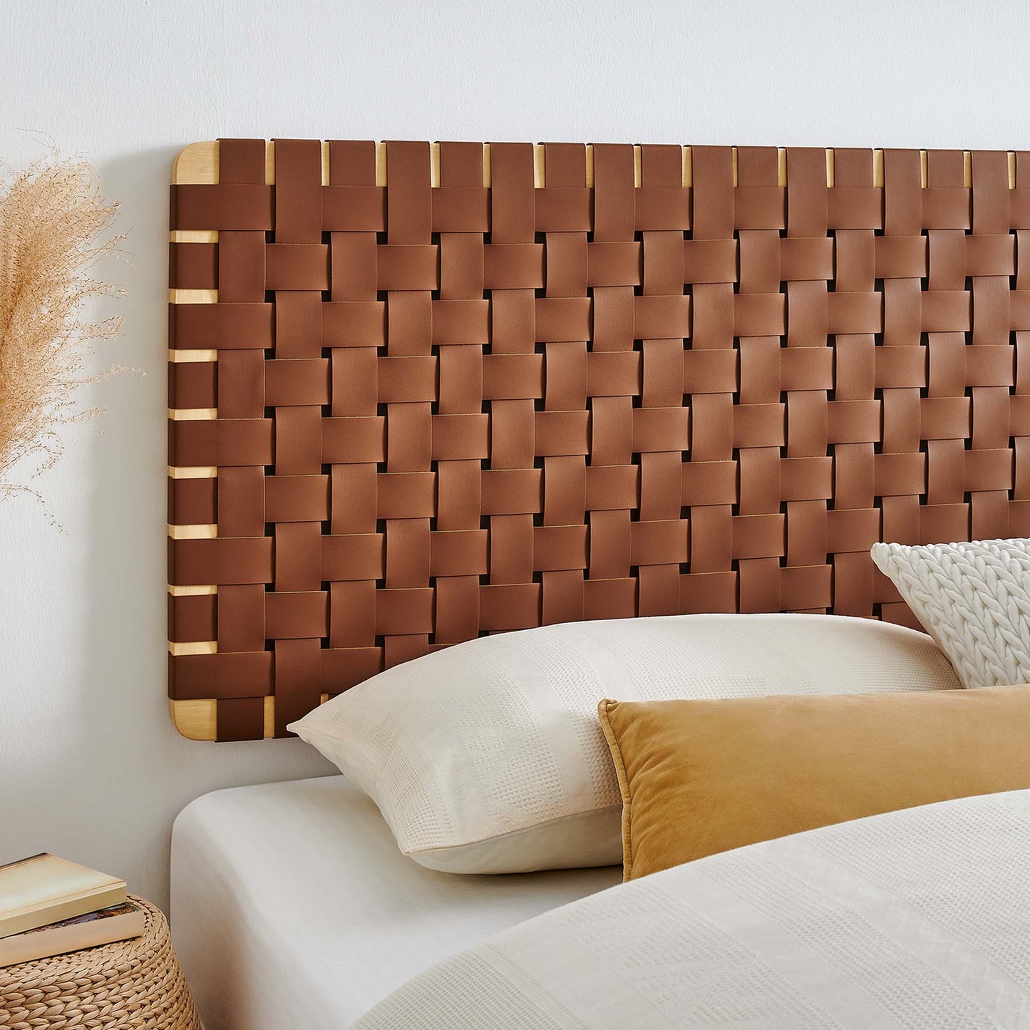 Sparta Weave Wall-Mount Vegan Leather King Headboard