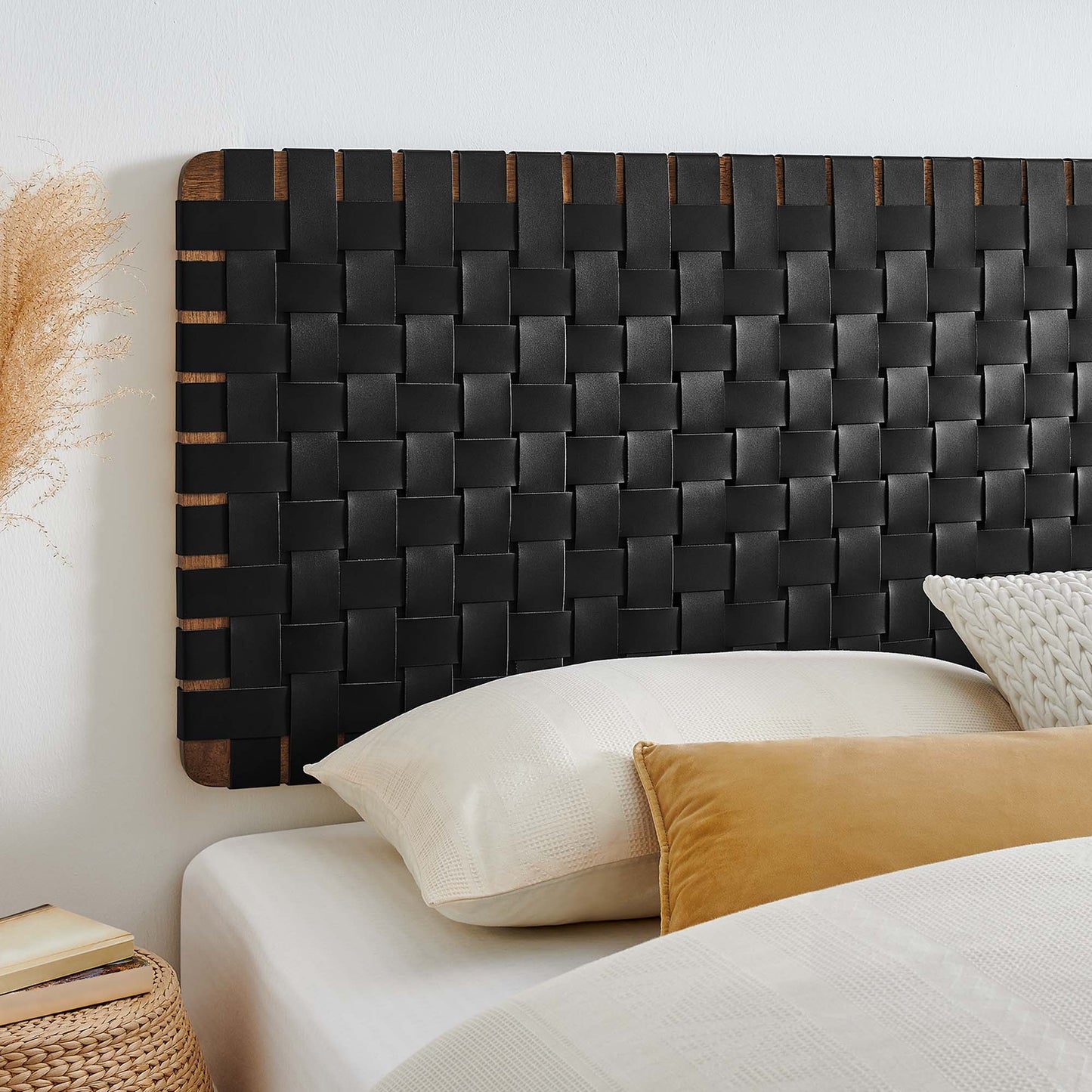 Sparta Weave Wall-Mount Vegan Leather King Headboard