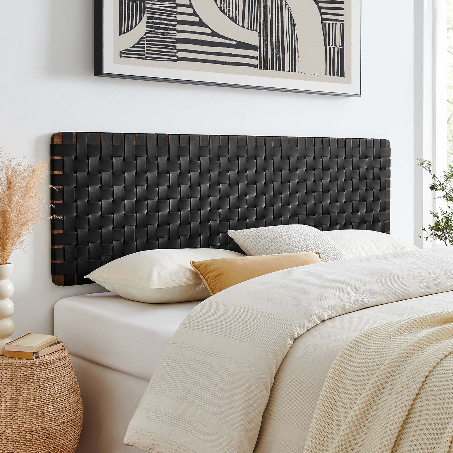 Sparta Weave Wall-Mount Vegan Leather King Headboard