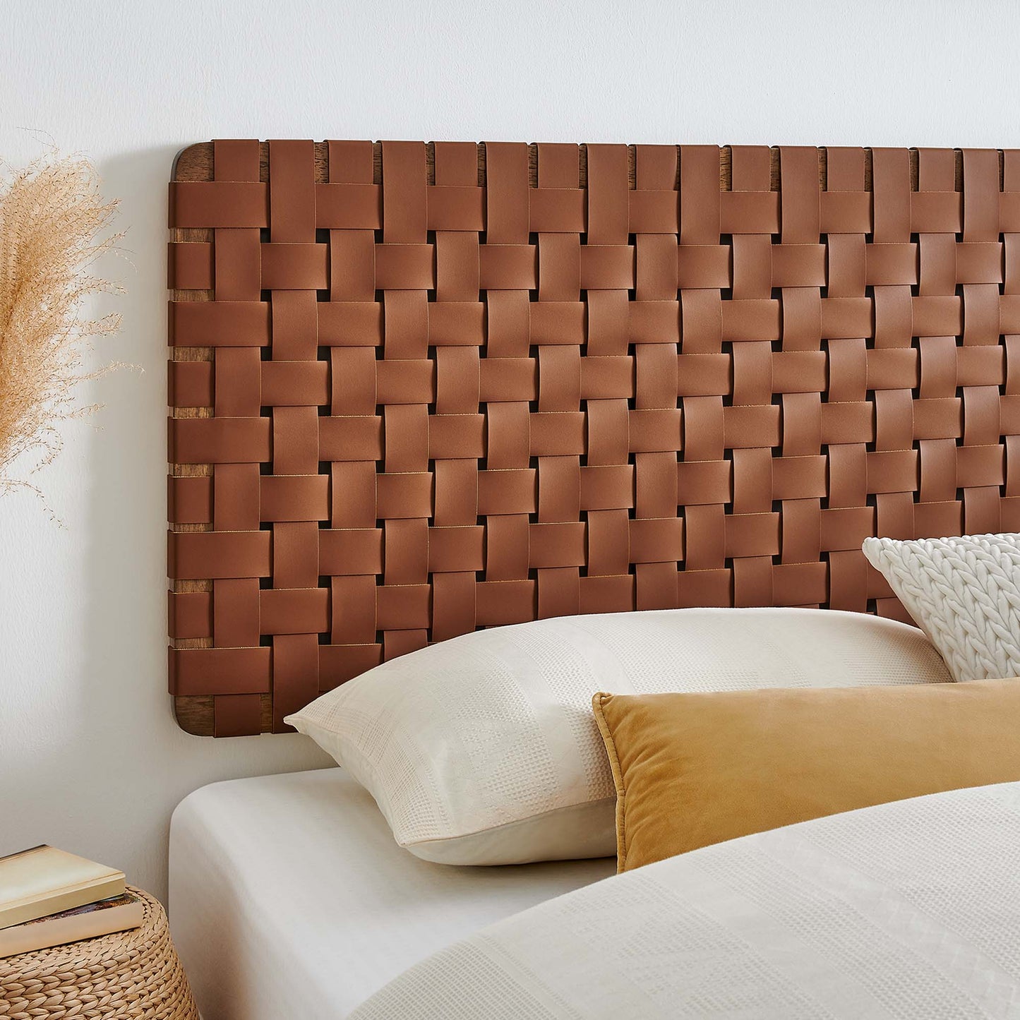 Sparta Weave Wall-Mount Vegan Leather King Headboard